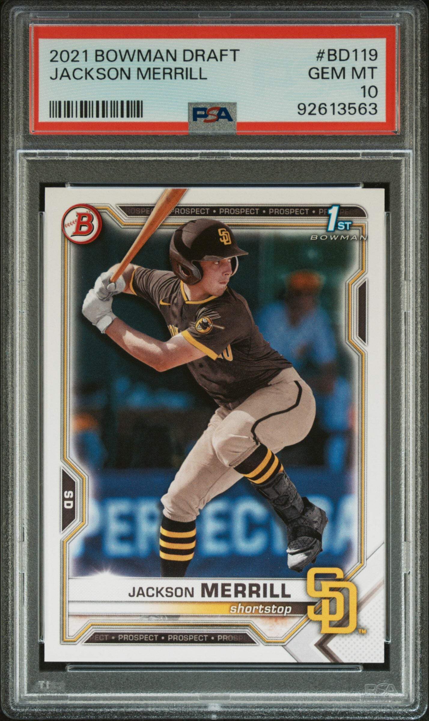 Amazon.com: Graded 2021 Topps Bowman Draft Jackson Merrill #BD119