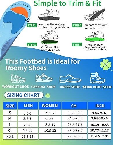 Miniatura 5 de Trustfeet Plantillas ortopédicas de sobrepronación, insertos de soporte de arco para fascitis plantar para aliviar el dolor de pies, plantillas