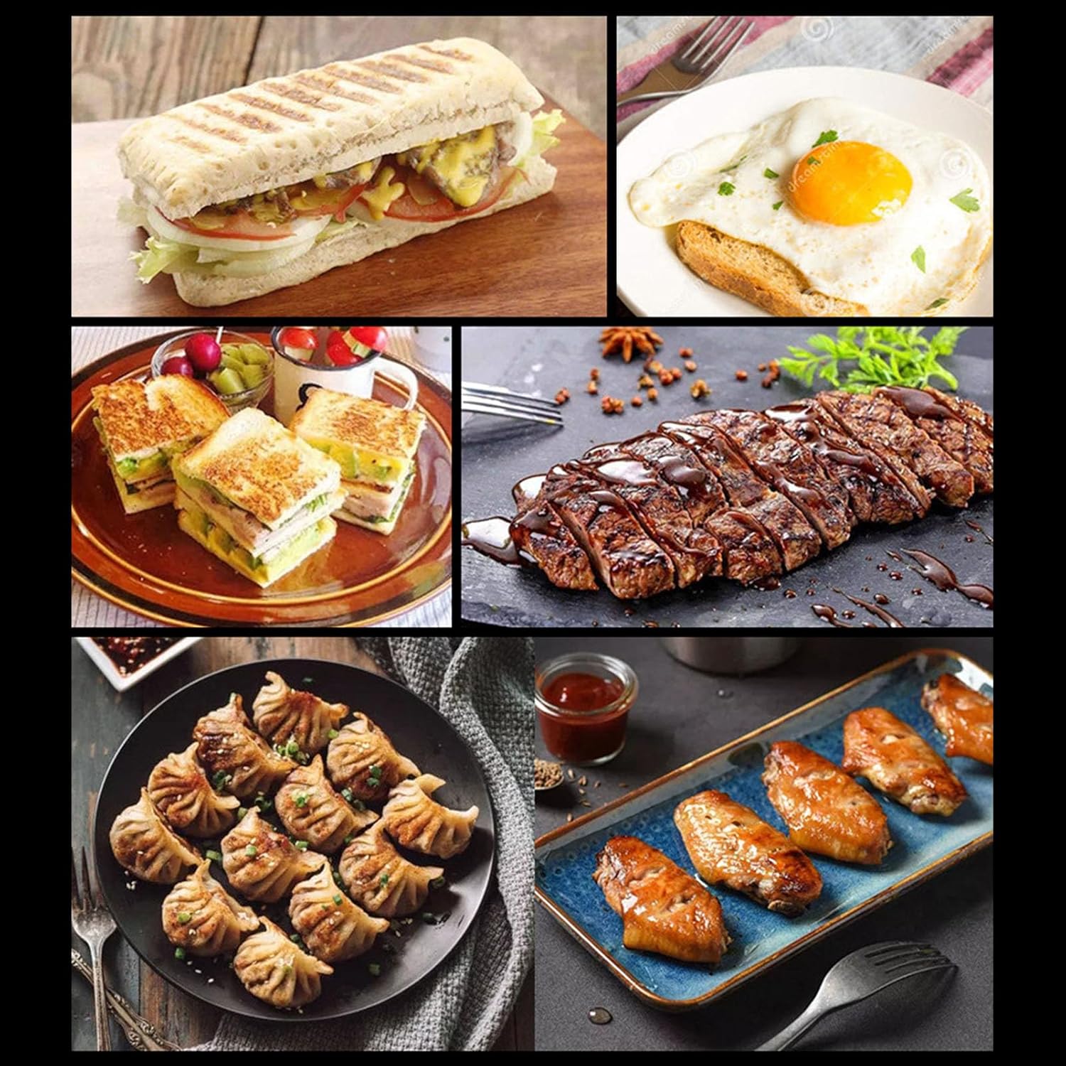 Electric Double Sided Steak Griddle, Aluminum Non Stick Double Side Panini Press Grill Even Heating Kitchen Cooking Supplies for Home Frying Sandwiches Breakfast