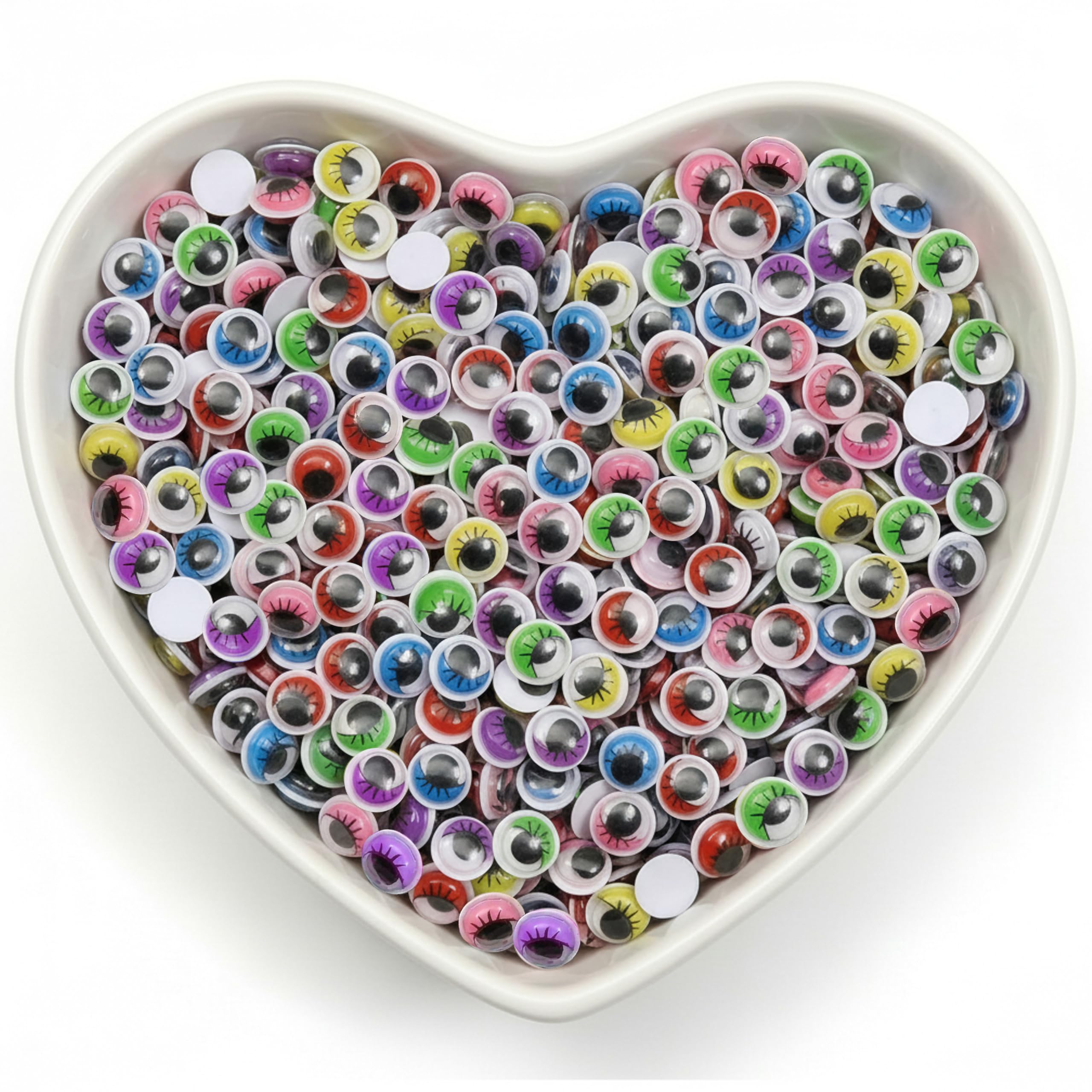 INDIKONB Multicolor Eyelash Googly Eyes for Craft - Self Adhesive Wiggle Eyes with Moving Pupils for Doll Making, DIY Toys & School Projects - Round Craft Moving Eyes (Multicolour 6MM)-picture-12