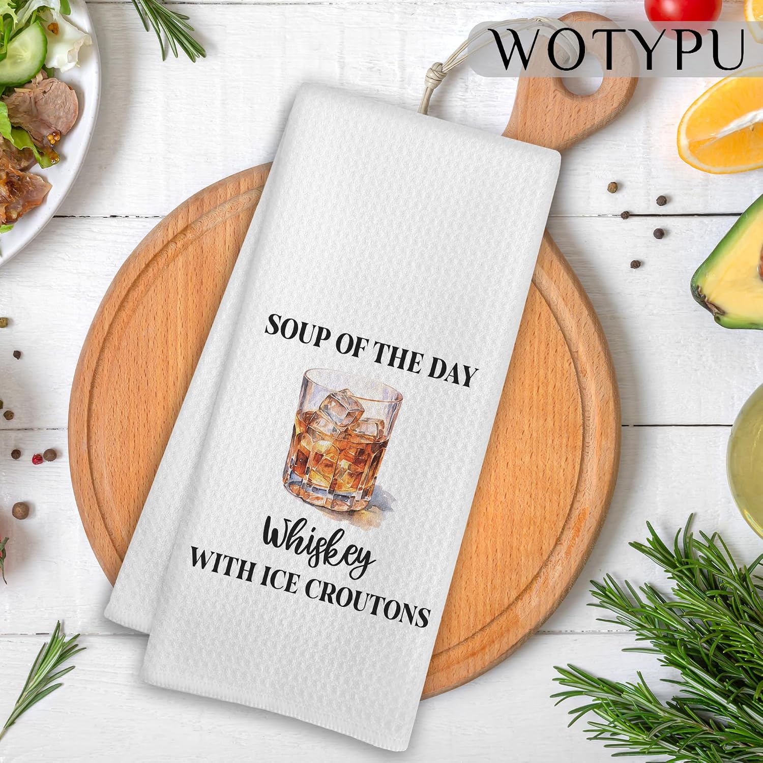 Funny Whiskey Kitchen Bar Towels, Gifts for Alcohol Lovers Dish Tea Towel, Soup of The Day Whiskey Decorative Hand Towels for Kitchen Home Bar Cart Decor, 16x24 Inch image 2