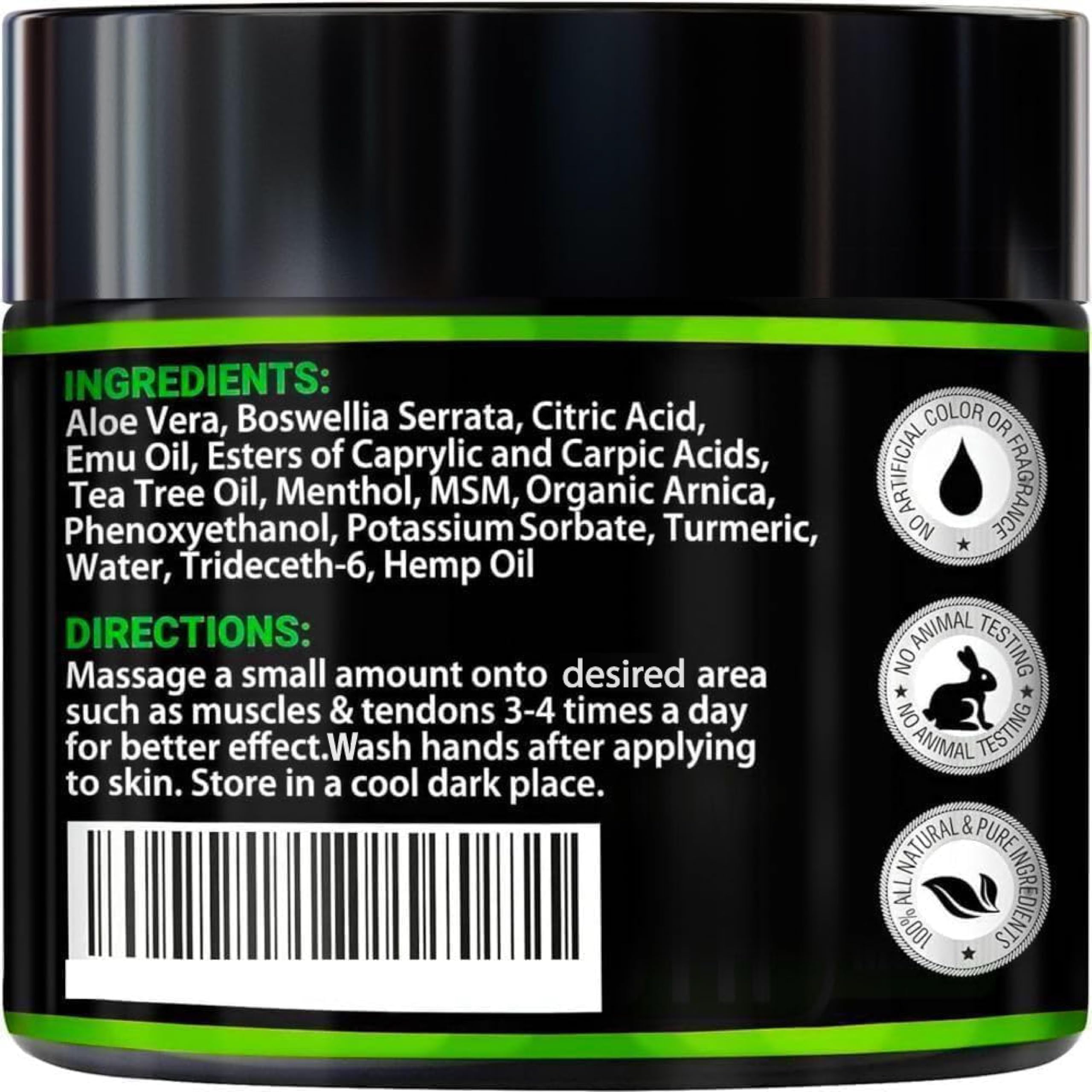 Hemp Cream Maximum Strength with Arnica, MSM, Glucosamine, Turmeric — Amazon image 6