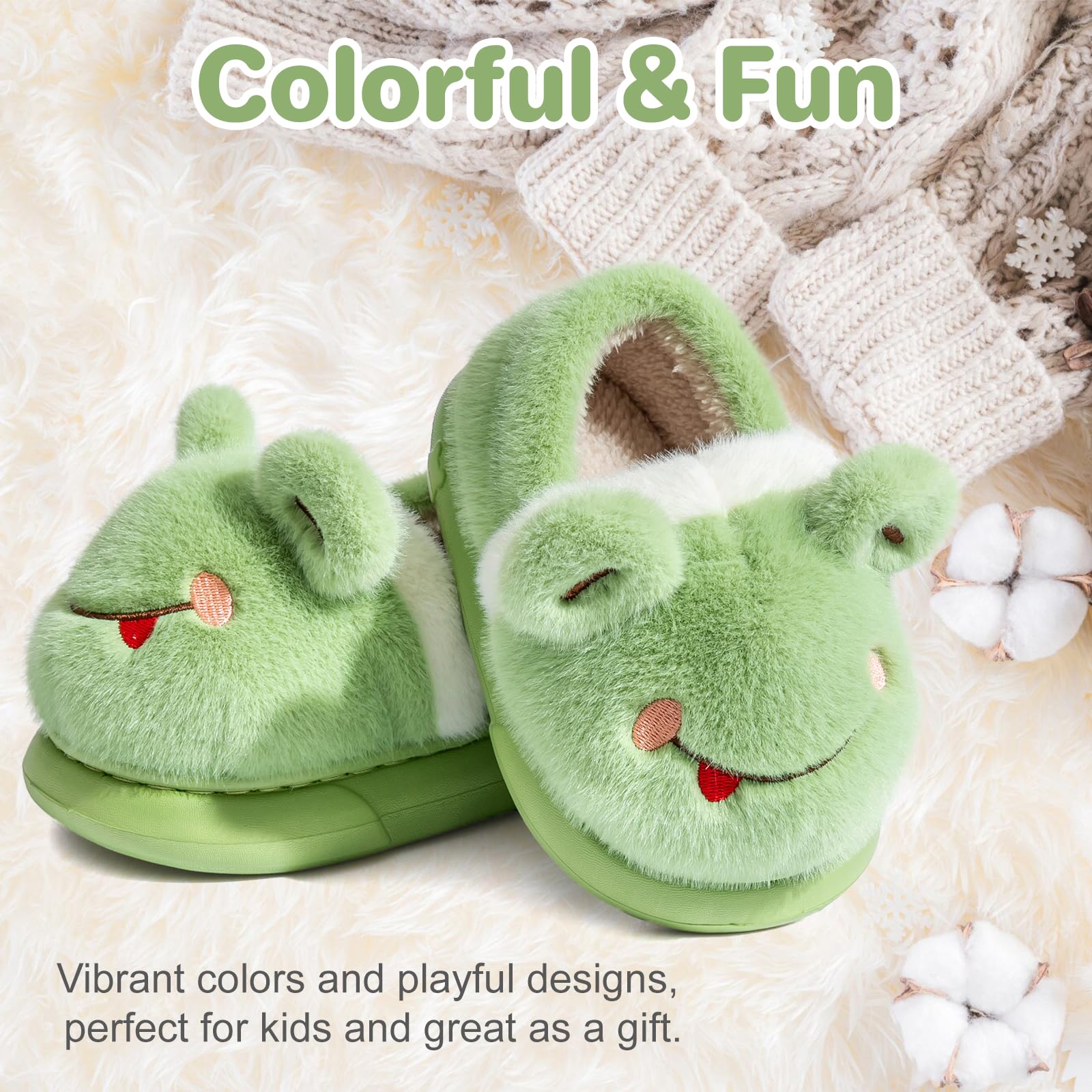 DRECAGE Chaussons Enfant pour Fille et Garçon, Pantoufles en Peluche Chaudes avec Design Animal Mignon, Antidérapantes