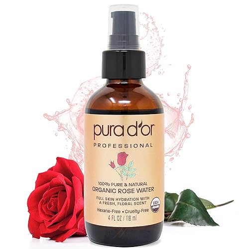 Miniatura 1 de PURA DOR Tónico orgánico de agua de rosas 4 onzas  40fl oz Eau Fraiche hidratación 100 pura de la piel controla el exceso de aceites y acné limpia y