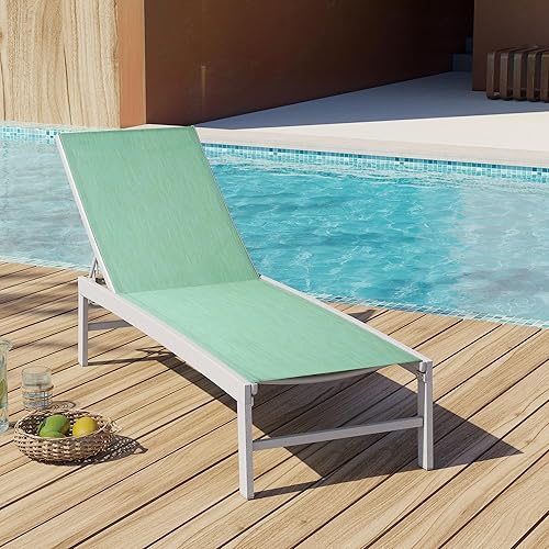 Miniatura 97 de Tumbona de aluminio para patio, tumbonas reclinables para exteriores, tumbonas para todo tipo de clima, con 5 respaldos ajustables y posiciones