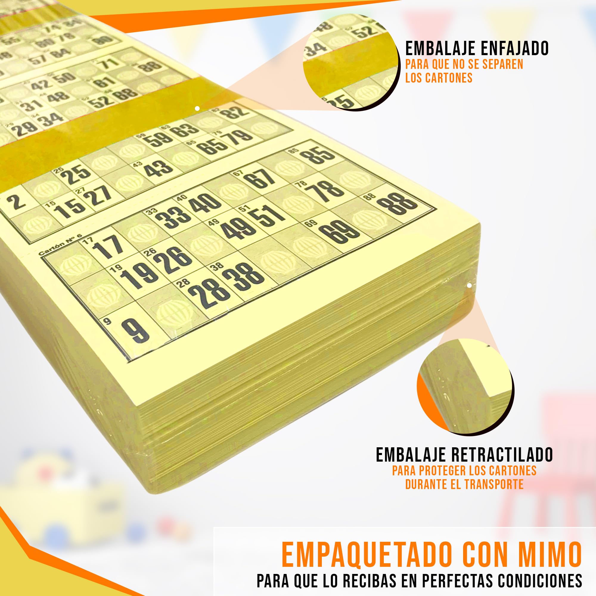 Generico 480 cartoni con numeri pretagliati per bingo tradizionale a 90 palline (giallo)