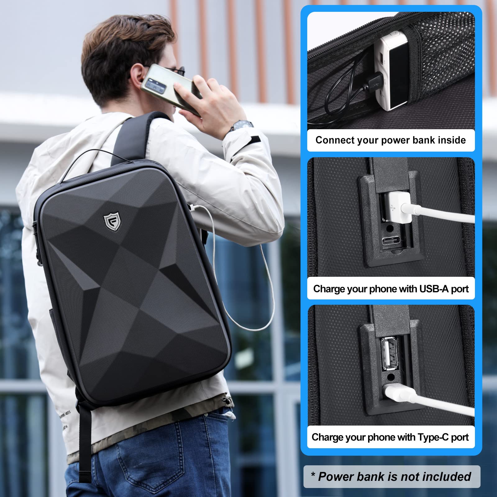 Amazon.com: FENRUIEN 17 Inch Laptop Backpack for Men,Waterproof Anti Theft  Computer Backpack with USB C Charging Port,Hardshell Gaming Laptop Bag,Black  : Electronics