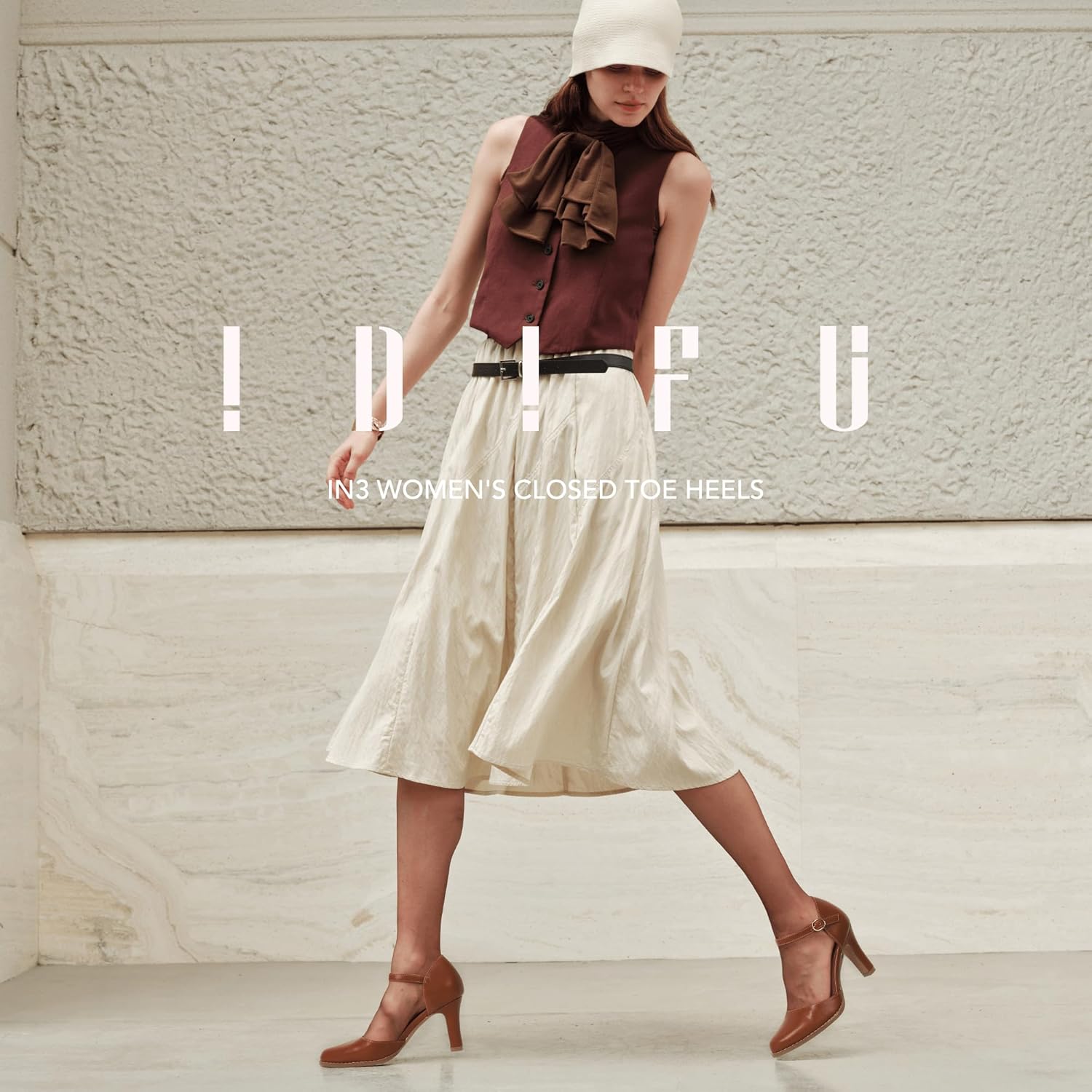 IDIFU IN3 Closed Toe Chunky High Heels Comfortable Dress Shoes for Women Pumps Vintage Heels Dressy Wedding Prom Bridal Party Work Office Business D'Orsay Pumps Shoes - Image 4