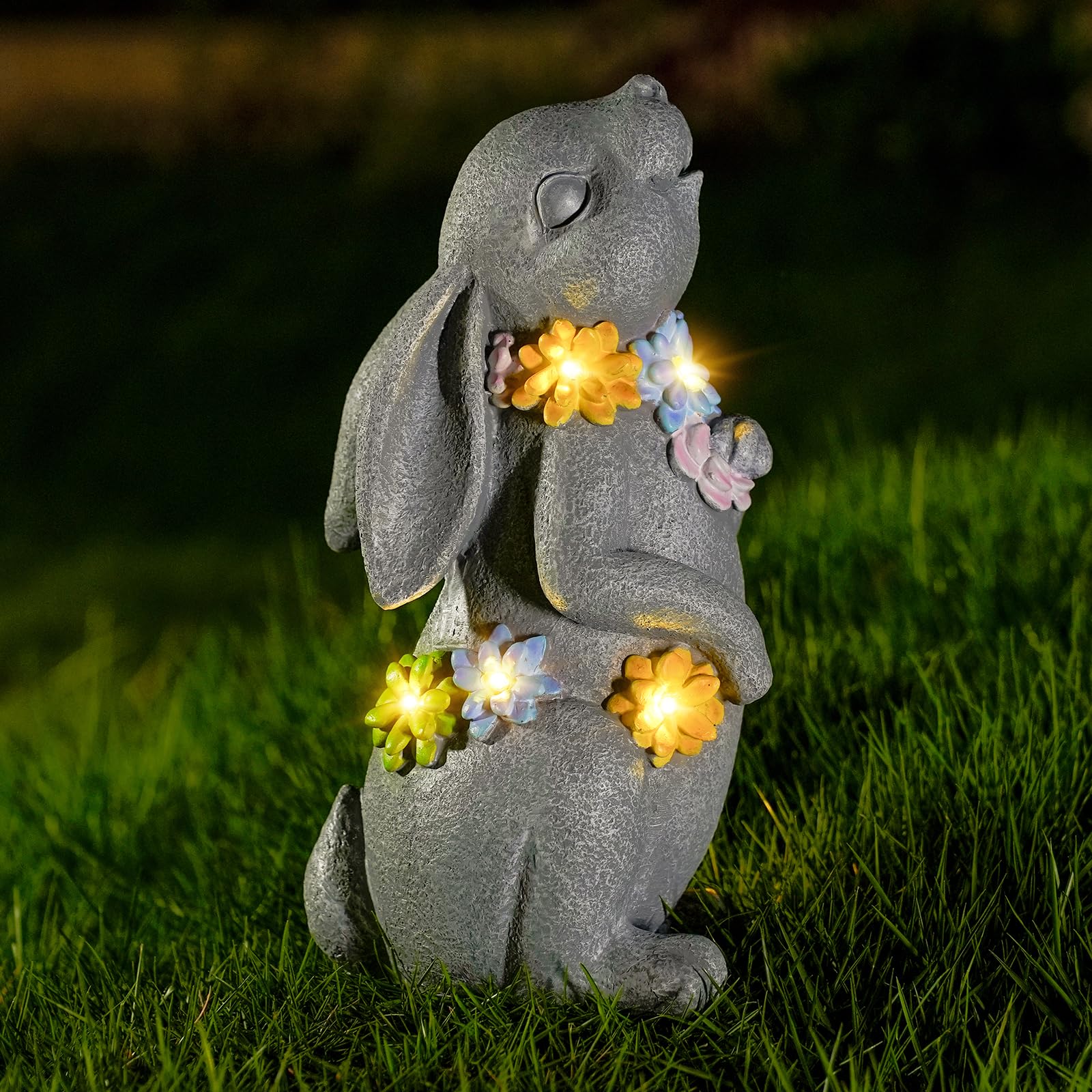 Lanterne solaire lapin gris pour créer une ambiance chaleureuse sur votre balcon