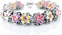 Vista 9 de Flor tropical roja y amarilla Plumeria Frangipani Flower Sterling Silver Charm Bead S925, Flor tropical hawaiana, flor tropical floreciente, flor
