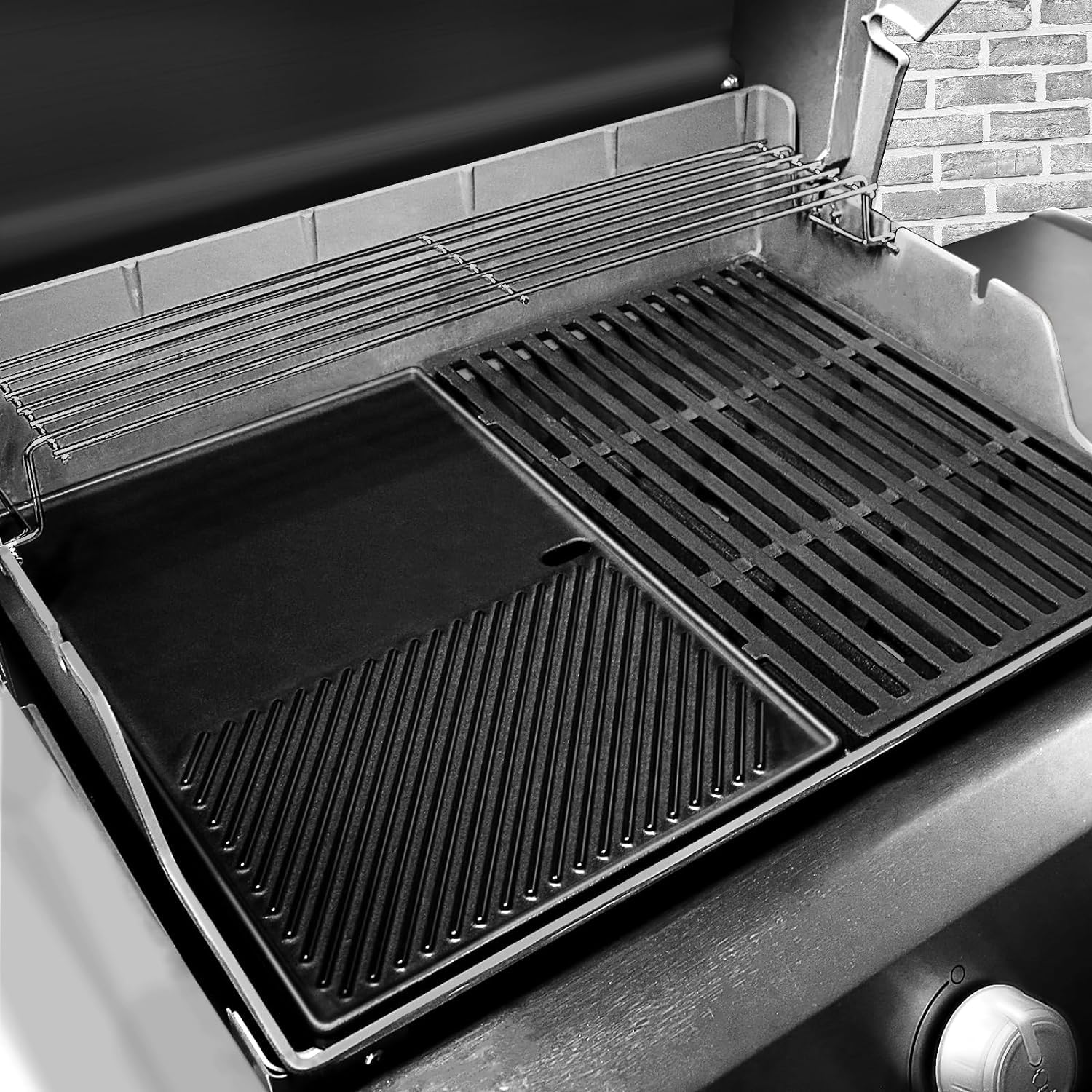 Denmay 7638 Plaque de cuisson en fonte pour Weber I & II Spirit E/S 310, 320, 330, Spirit E-310 Classic, Spirit 700, Genesis Silver B/C, pour barbecues SmokeFire EX4 et EX6 au charbon 44,5 x 30 cm