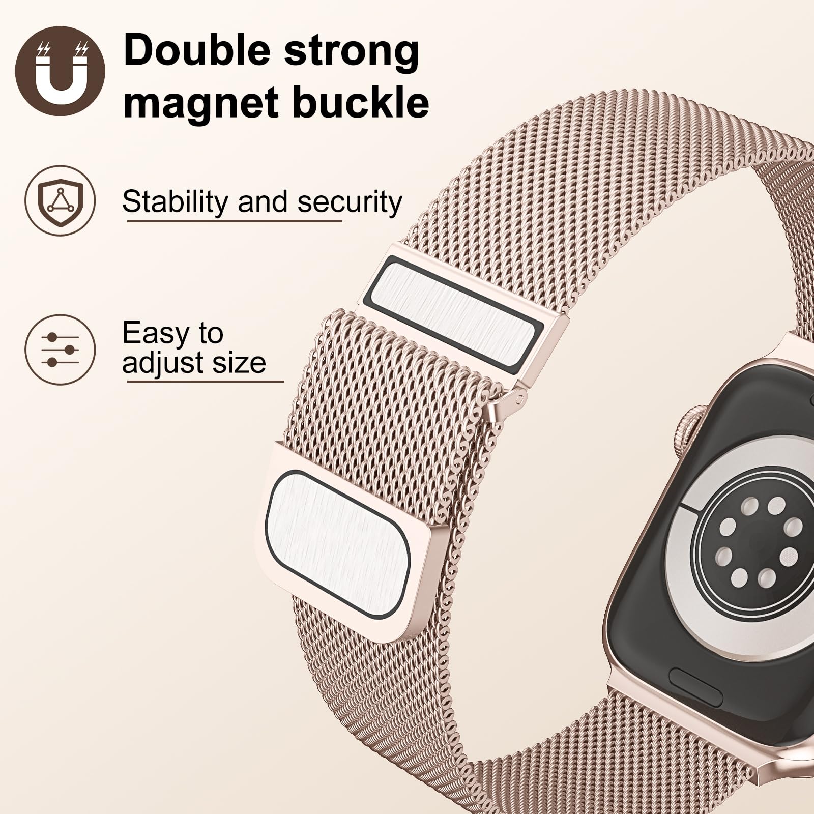 Pasek kompatybilny z paskiem Apple Watch 40 mm 38 mm 41 mm 42 mm 44 mm 45 mm 46 mm 49 mm mężczyźni kobiety ulepszona klamra magnetyczna Milano paski do zegarków iWatch SE Series 11, 10, 9, 8, 7, 6, 5