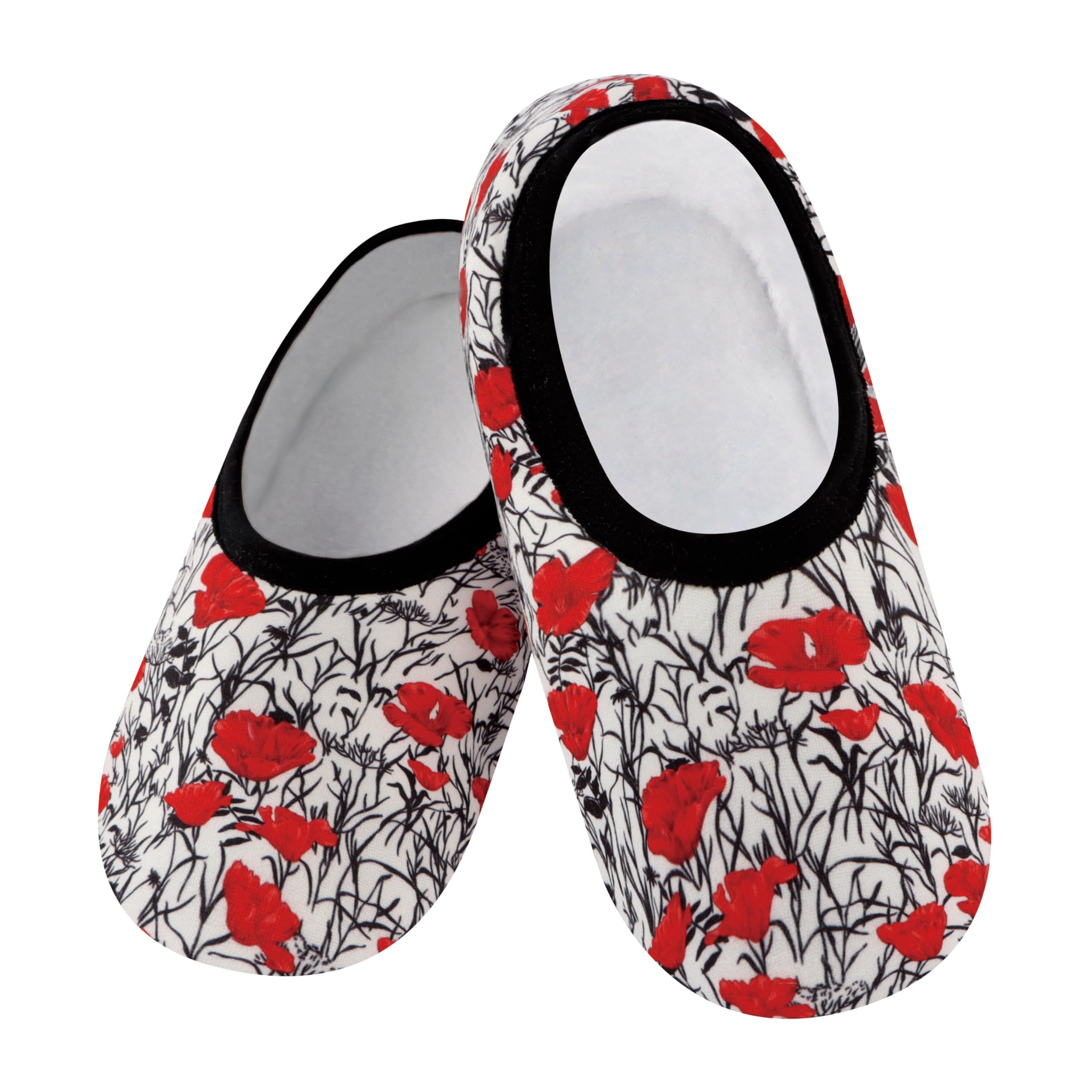Snoozies Garden Flowers Skinnies slipper socks for Women (Poppies, S)