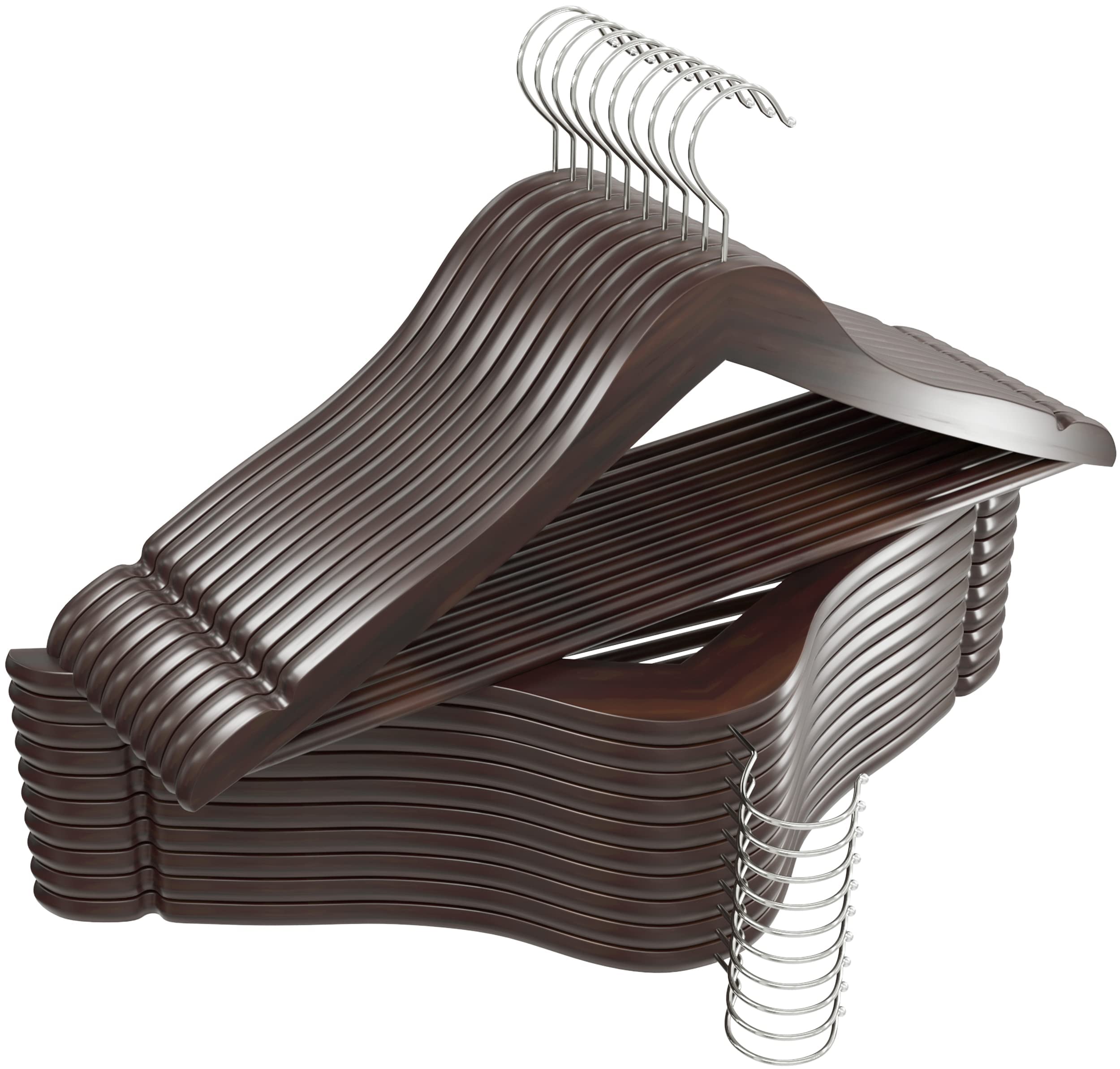 Utopia Home Paquete de 20 Perchas de Madera Vintage con Ranuras para Hombros, Antideslizantes y Ligeras para Abrigos, Trajes, Pantalones y Chaquetas