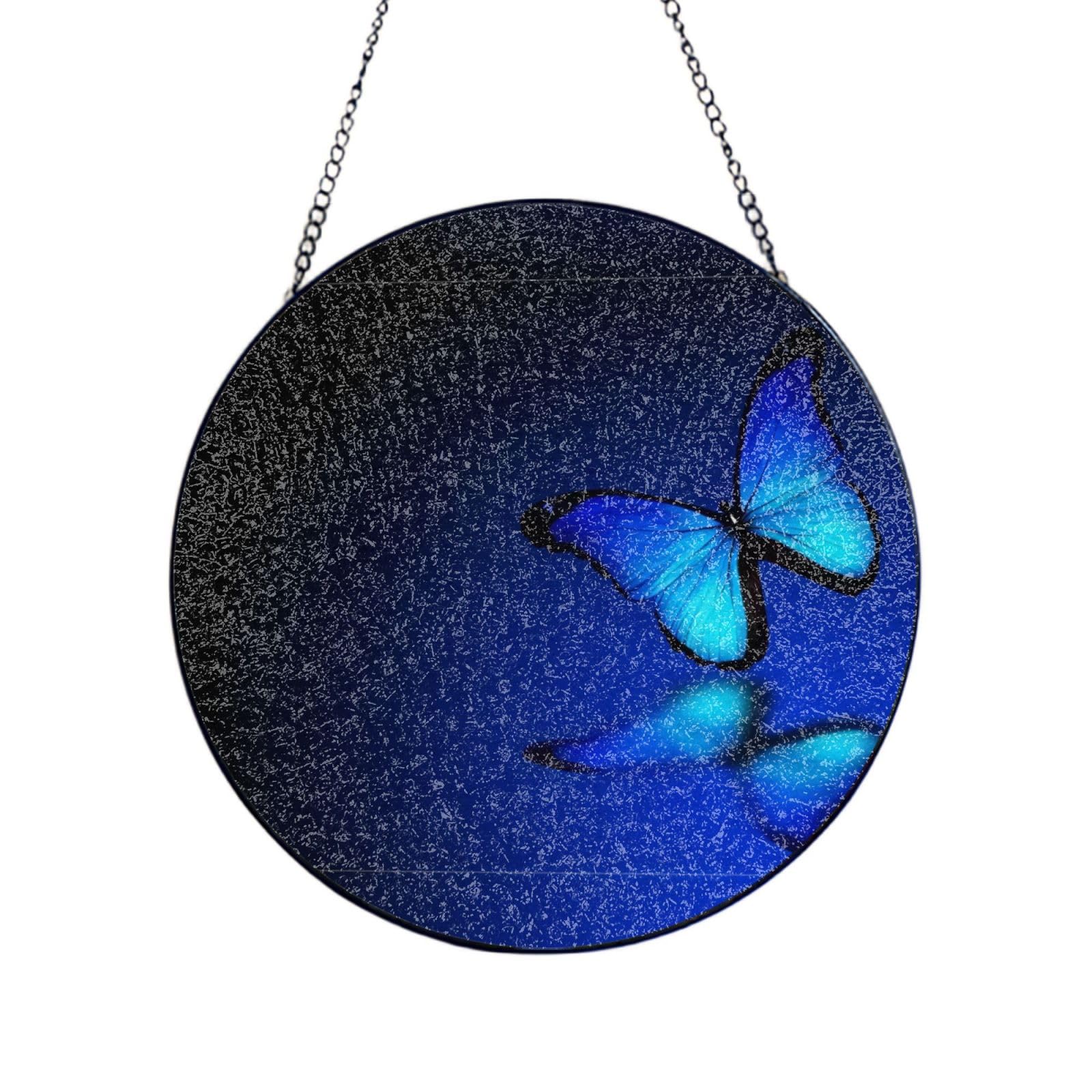 Poezjzw Stained Glass Window Hanging - Butterfly Sun Catcher For Door Garden Home Decor Christmas Mother'S Day Birthday Gifts 6in（15cm）