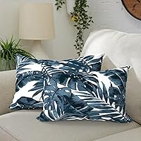 Vista 53 de Paquete de 2 almohadas lumbares impermeables para exteriores con rellenos, 12 x 20 pulgadas, almohada decorativa rectangular para patio, hogar