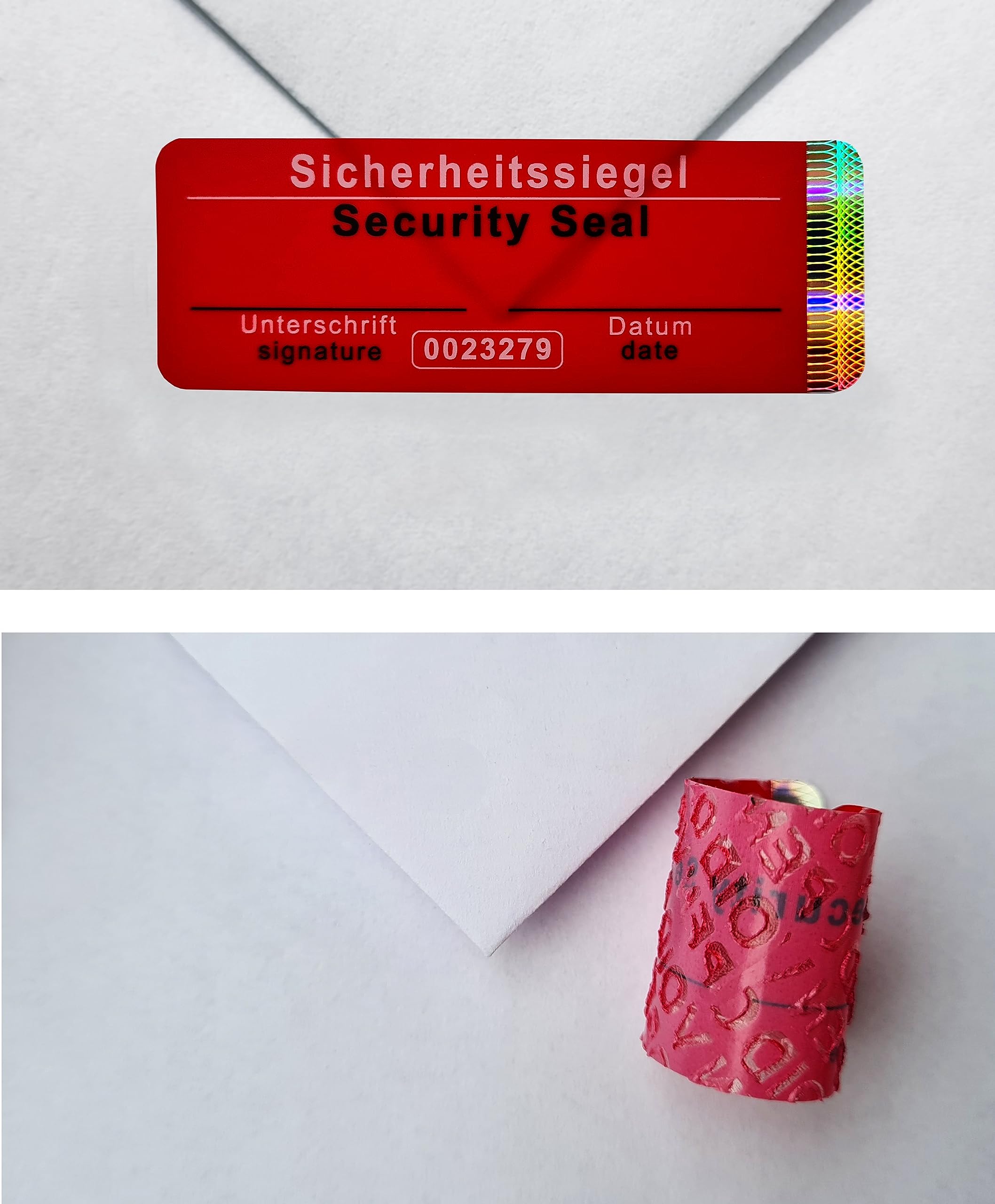 1000 pcs - Étiquette de sécurité avec numéro de série sans résidus 70x25mm
