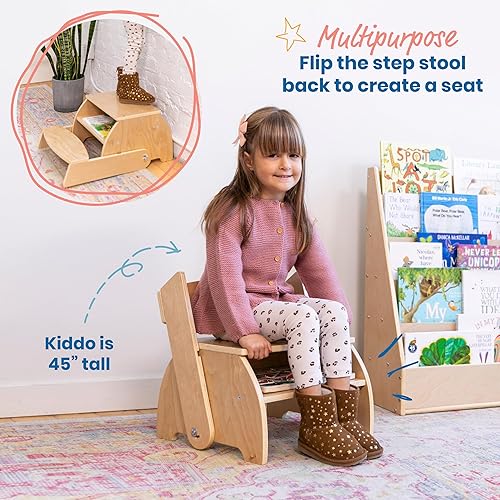 Miniatura 4 de ECR4Kids Taburete y silla Flip-Flop, muebles para niños, natural Natural,Blanco Cal,Gris (Grey Wash)