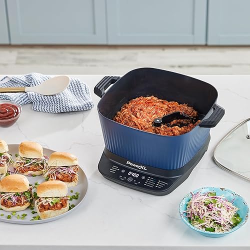 Miniatura 10 de STIRMAX Midnight Blue - Multicocción digital de 7.5 cuartos de galón con paleta automática para remover y triturar, 9 en 1 preajustes programables