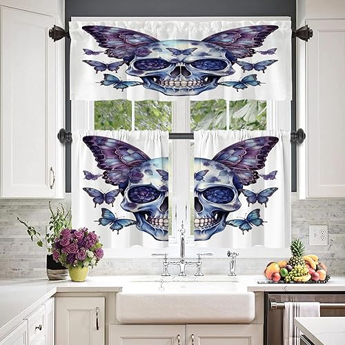 Miniatura 311 de Cenefas de cocina modernas con patrón de cobre marrón dorado para ventanas, cenefas opacas abstractas de marcas de arañazos y cortinas opacas