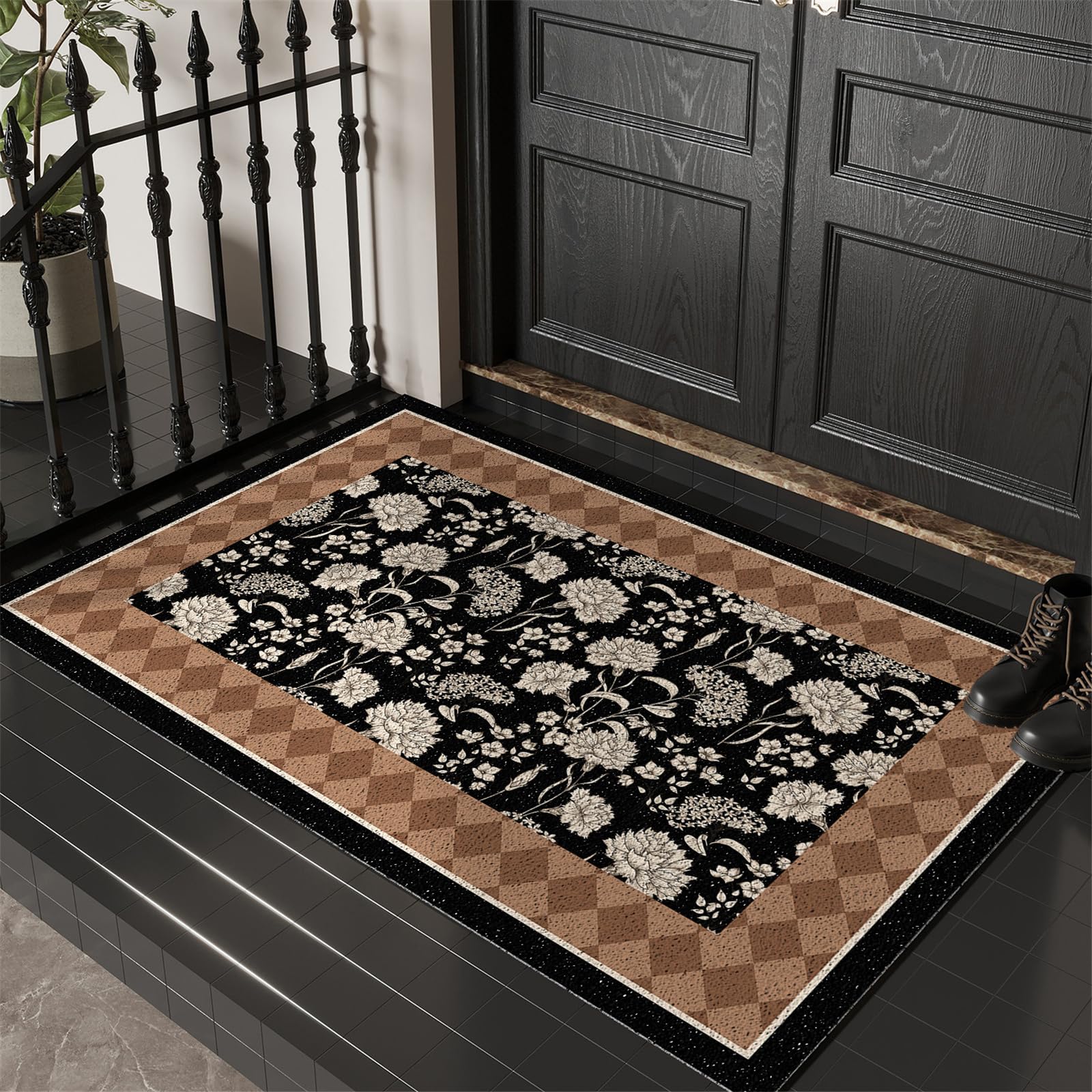 Tapis intérieur en luffa PVC lavable Odot | Paillasson de porte entrée antidérapant