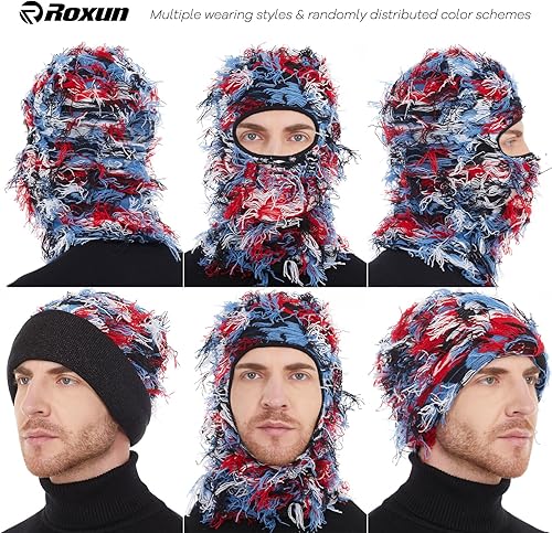 Miniatura 2 de Distressed Balaclava Ski Mask, ShiestyYeat Airsoft Custom Camo Knitted Face Mask for MenWomen