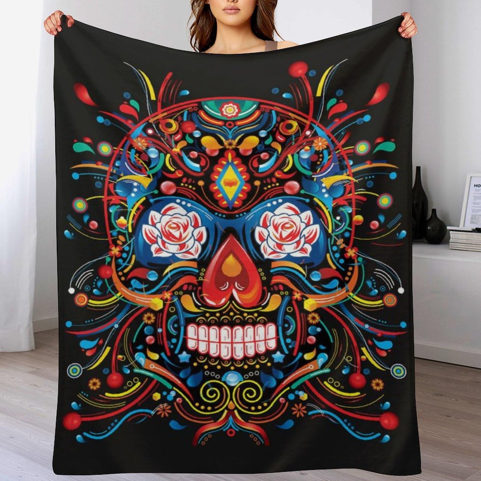 Skull Blanket, Flannel Throw Super Soft Cozy Warm Throws,for Nap Blankets, Couch And House Decor Gift Idea 130×180cm
