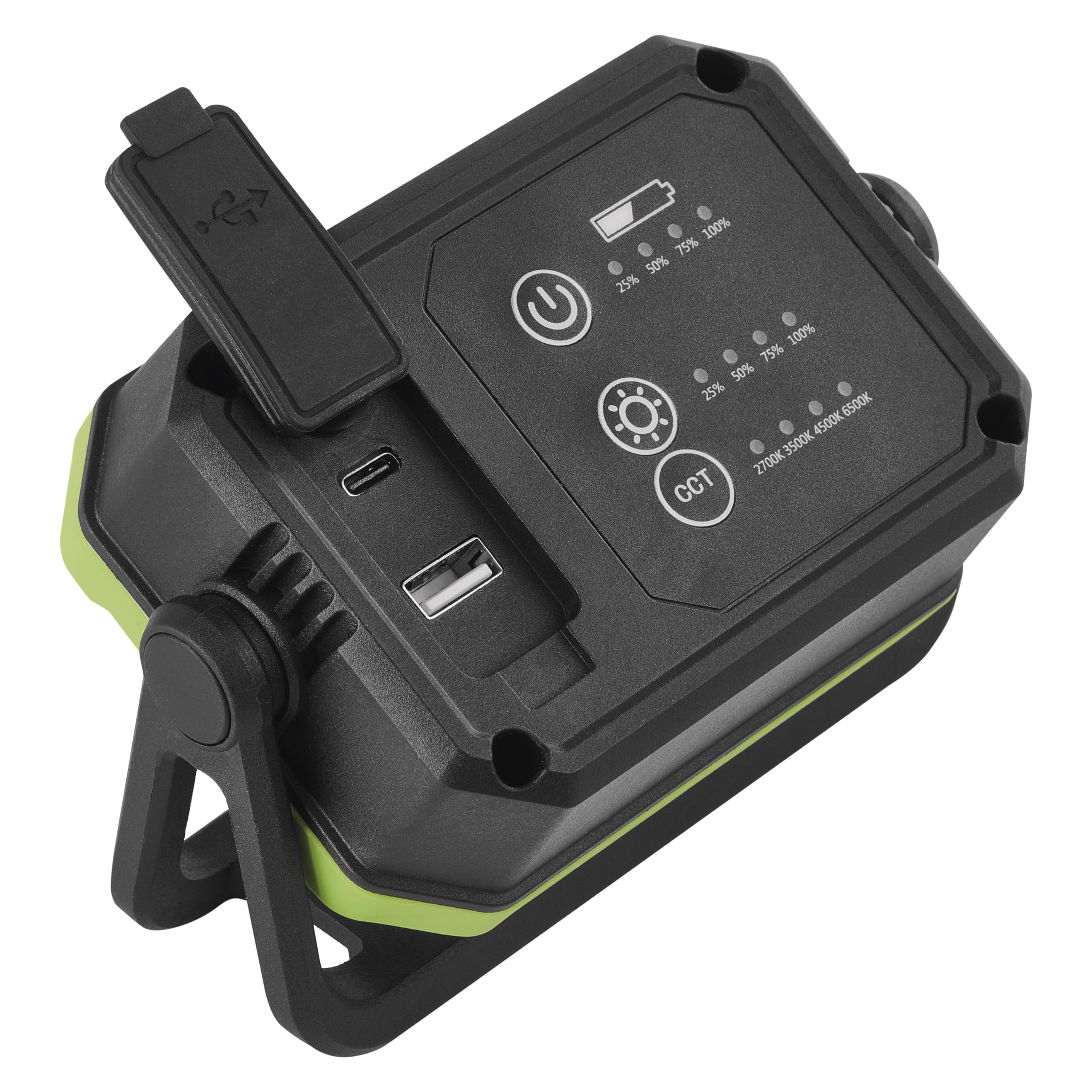 EMOS Mini foco LED recargable de camping con 16 modos y banco de energía, cambio de color de la luz, brillo máximo 900 lm, alcance de 35 m, batería de 4400 mAh con hasta 12,5 h de duración, incluye