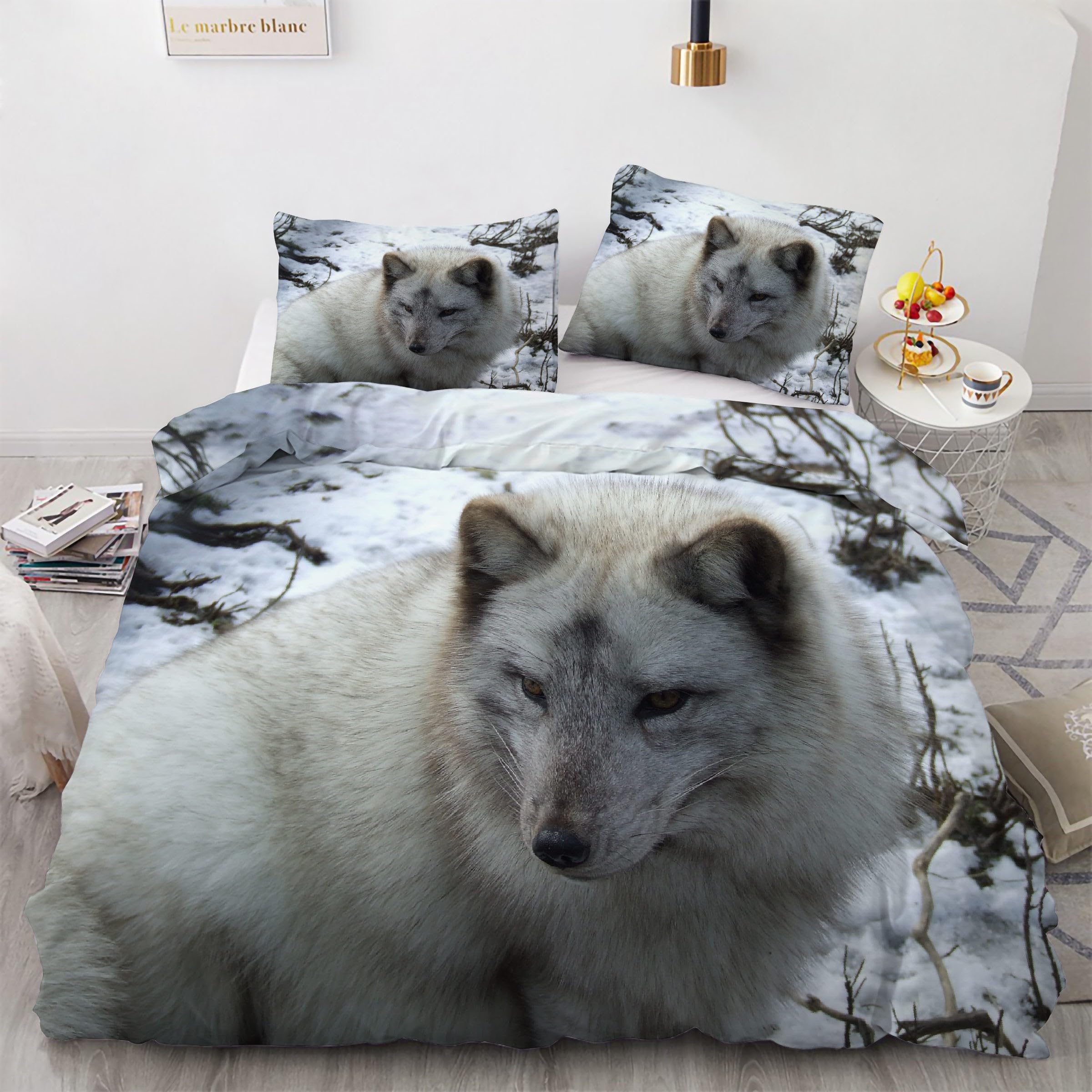 Housse de couette renard 200x200 infroissable avec fermeture éclair pratique