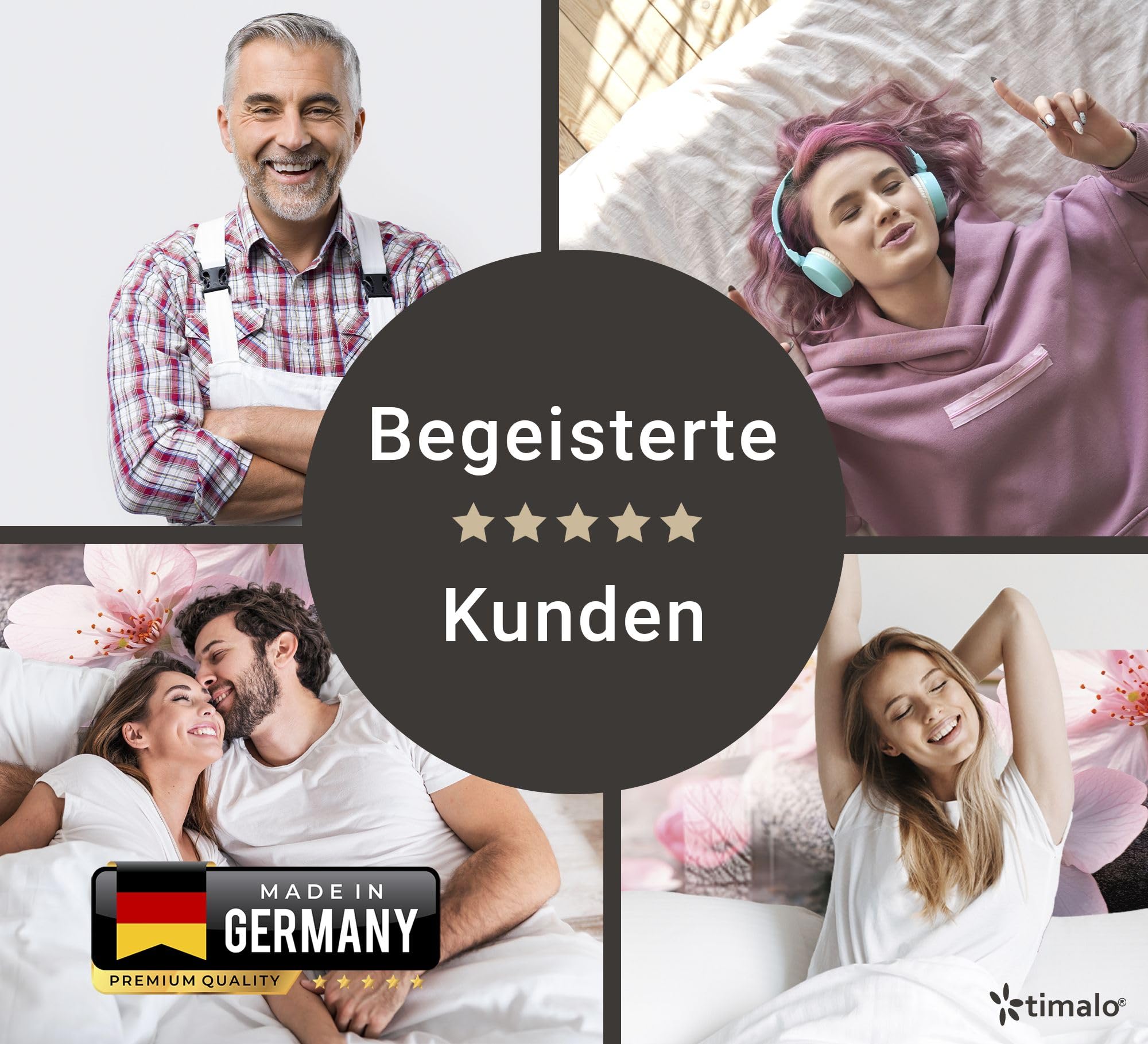 timalo Kopfteil fürs Bett 200 x 58 cm | Rosa Kirschblüten auf Stein, Wellness, Beauty | Bettrückwand/Wandschutz – Acrylglas 2 mm – Elegantes Wandpaneel fürs Schlafzimmer Bett