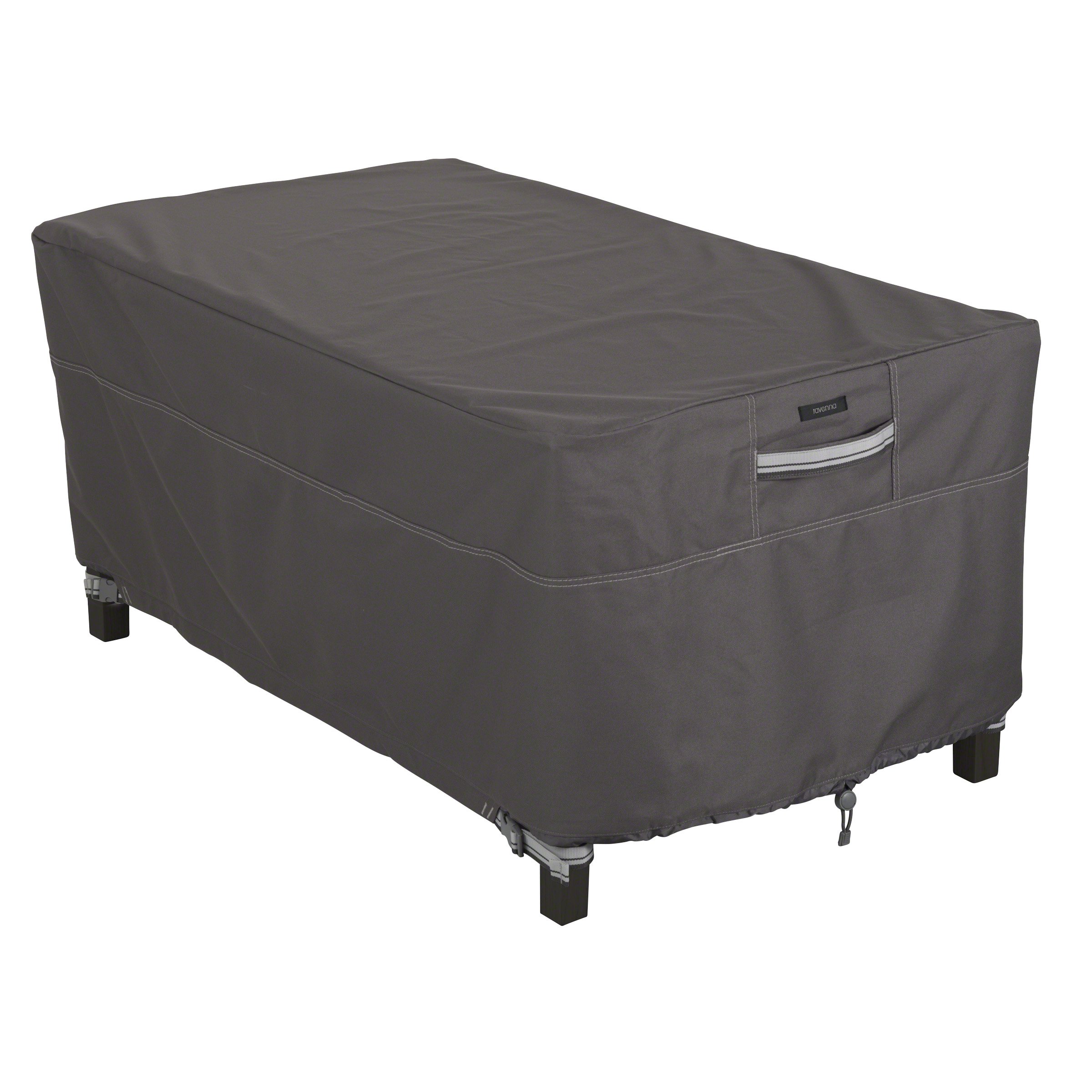 Classic Accessories Ravenna Beistelltisch Outdoor Hülle, Lounge Abdeckung für Sofa Tische, Reißfestes Material mit Belüftungsöffnungen, Schutz vor Wetterbedingungen, Dunkle Taupe (122 x 64 x 46 cm)