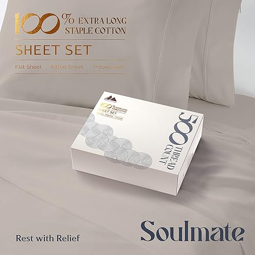 Miniatura 3 de Juego de las mejores sábanas de 500 hilos tamaño California King hecho 100 % de algodón de fibras largas juego de sábanas profundas de 4 piezas