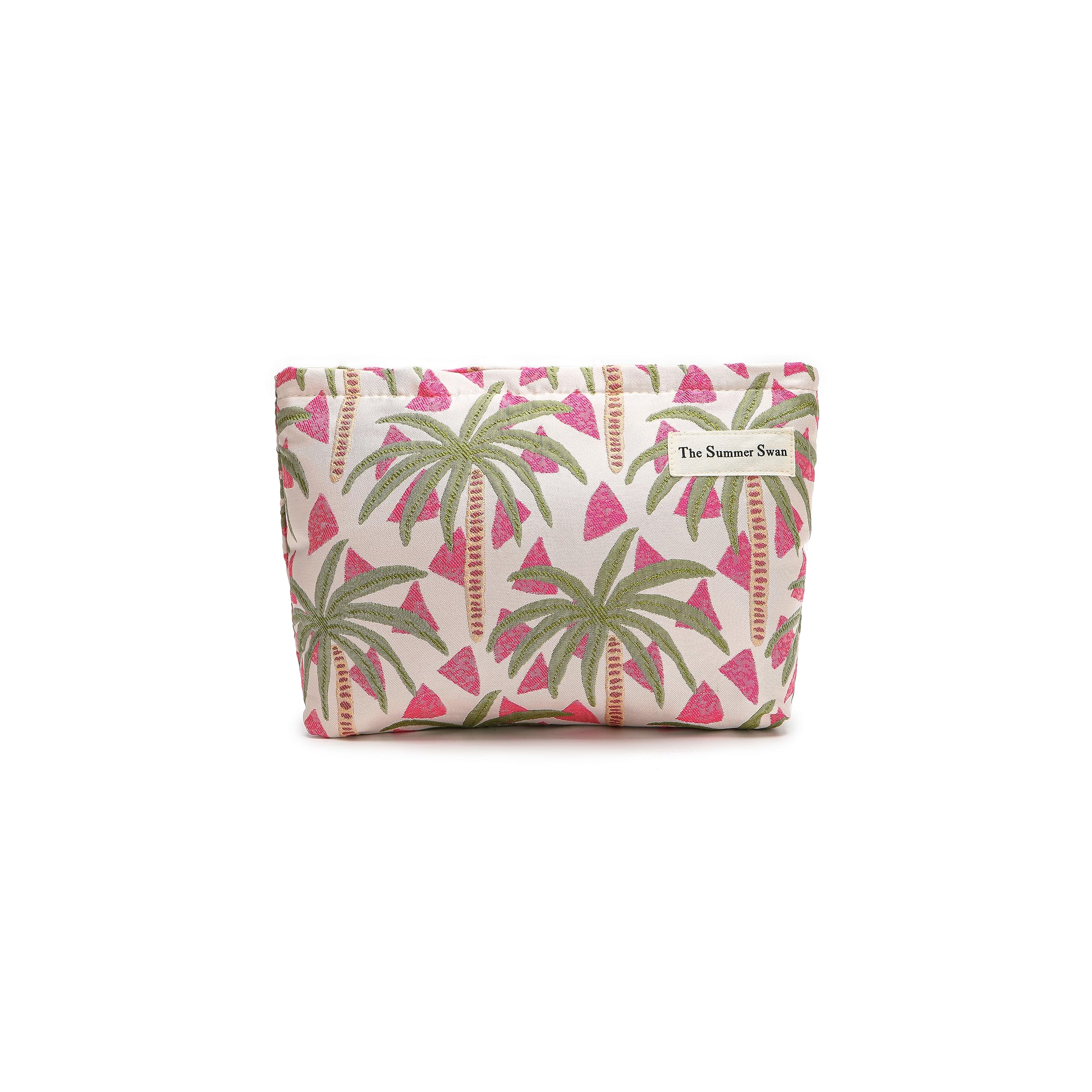 The Summer Swan | Large Aesthetic Makeup Bag | Floral Makeup Bag | Mid-day Clutch | Period Kit Bag | Hygiene Bag | Skincare Bag | Cute Makeup Bag