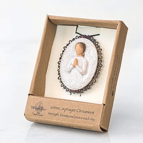 Vista 22 de Willow Tree Adorno con bordes de metal, esculpido pintado a mano en relieve