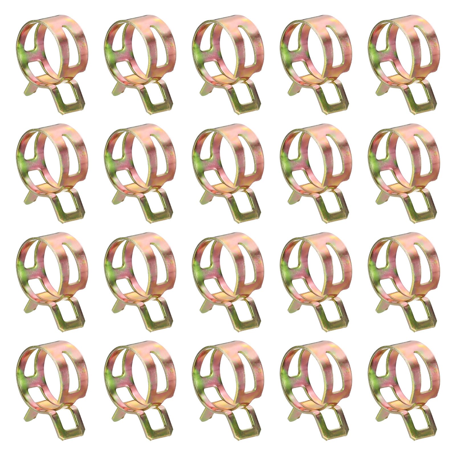 sourcing map 20pcs Spring Band Type Hose Clamps 17mm Fuel Line Hose Spring Clip Silicone Vacuum Hose Pipe Clamp Low Pressure Tube Clip Fastener, Colorful