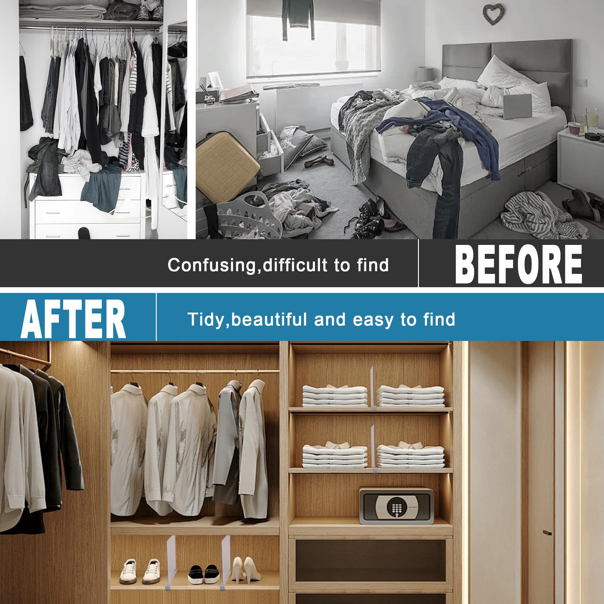 Divisori Scaffali In Acrilico Trasparente - Set Da 8 Per Organizzare Armadi E Cucina - Foto 10