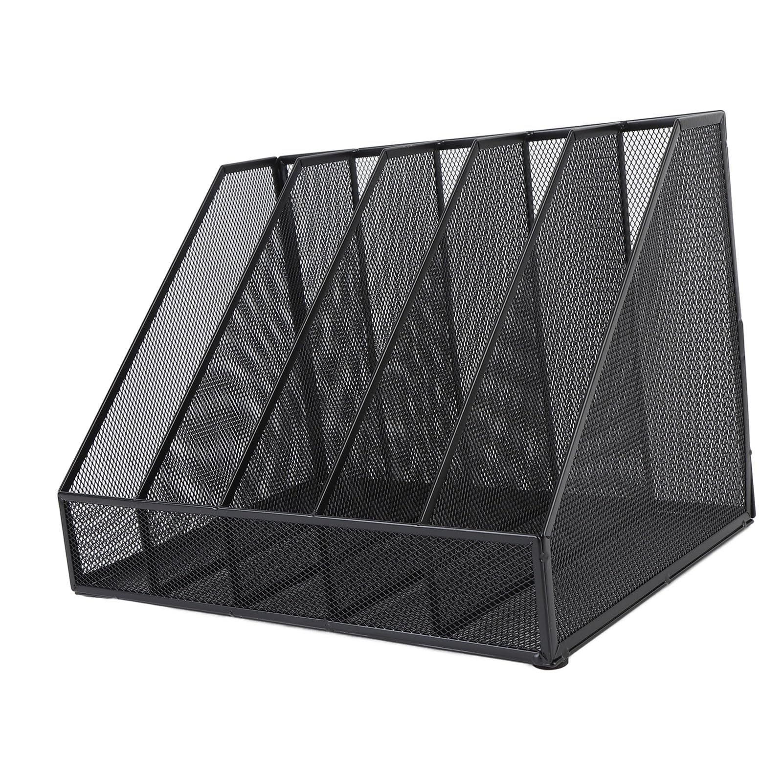 Organizzatore di file da tavolo Scaffale da scrivania verticale a 5 sezioni Rete addensata Robusta casa per ufficio Scuola Nero