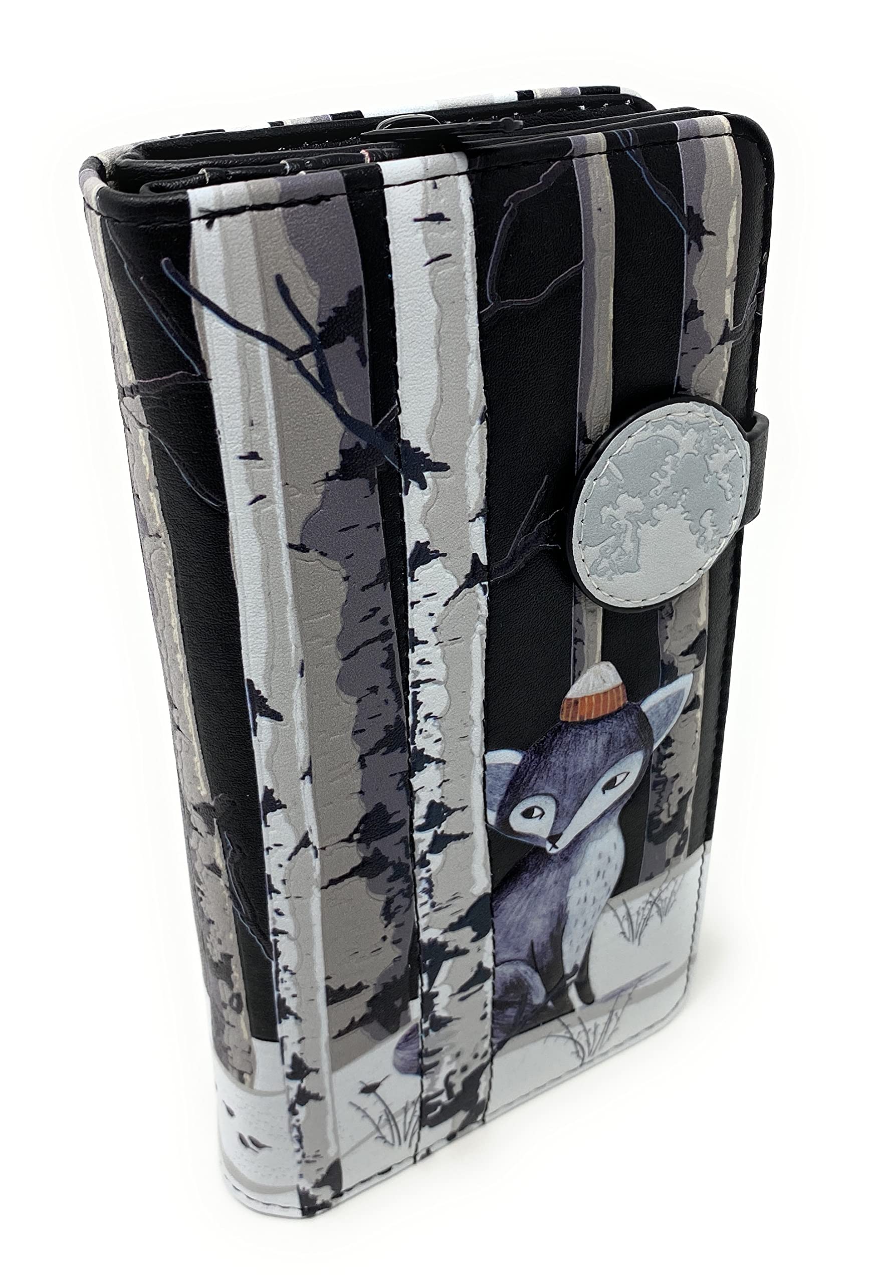 Shag Wear Winter Fox Large Wallet 7" Black