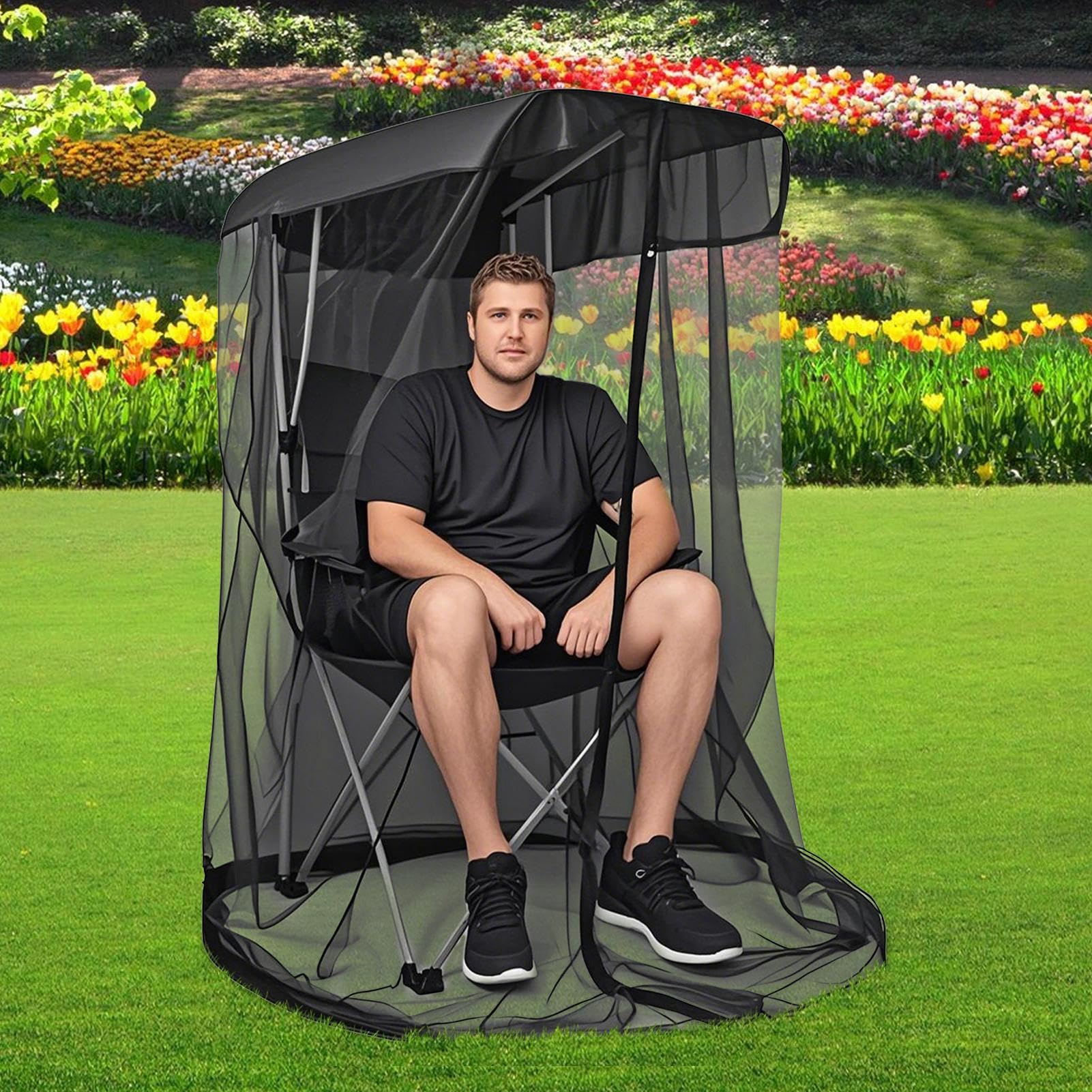 Zanzariera da Campeggio A Maglia Confortevole Con Protezione Raggi UV | Copertura in Rete Antimosche Per Esterno All'Aperto Giardino Cortile Prato Escursionismo Campeggio Spiaggia