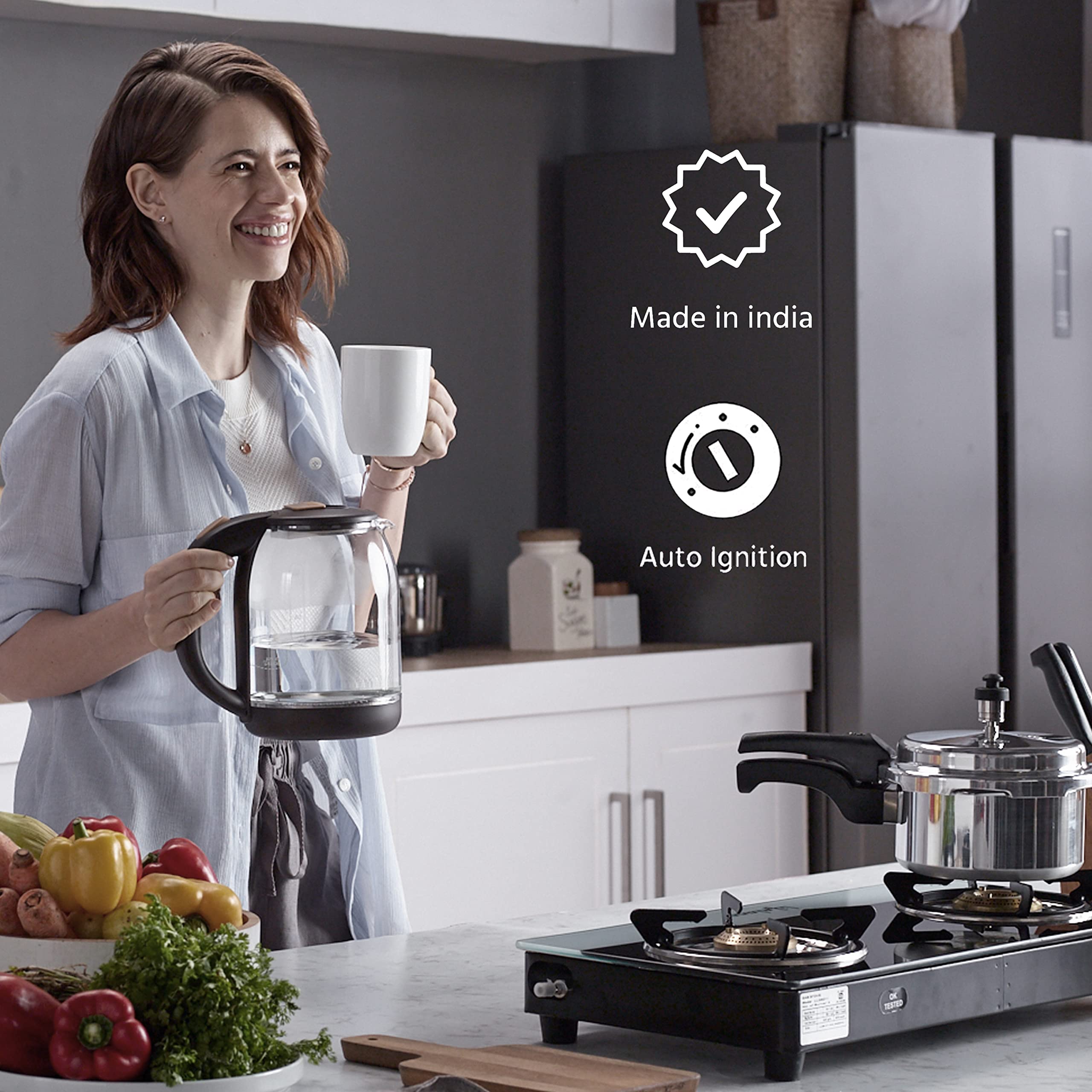 Buy Lifelong LLGS912 Automatic Ignition 2 Burner Gas Stove with 6mm Toughened Glass Top