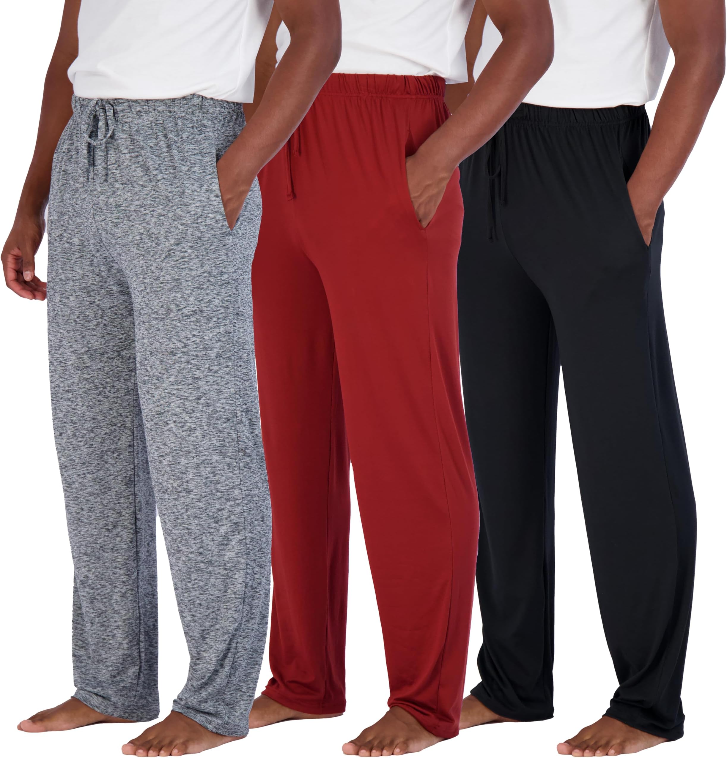 Real Essentials 3 Pack: Men's Tech Fleece Ultra-Soft Jogger Athletic Sweatpants with Pockets (Available in Big & Tall)
