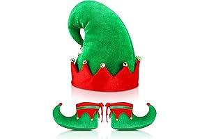 SATINIOR Christmas Santa Elf Shoes and Hat