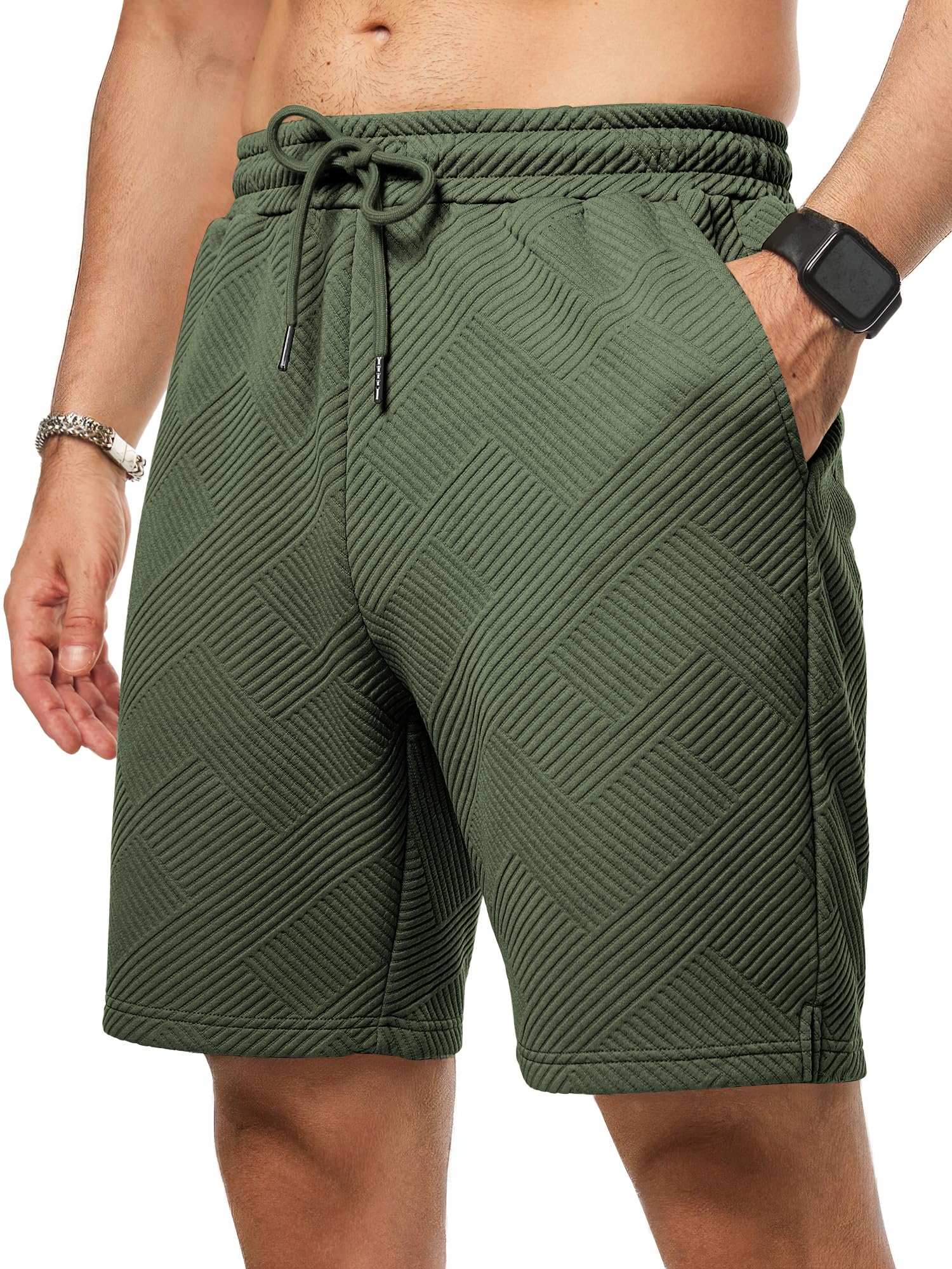 JMIERR Herren Textur Kurze Hosen mit 3 Taschen 2026 Sommer Casual Loose Shorts Elastische Taille