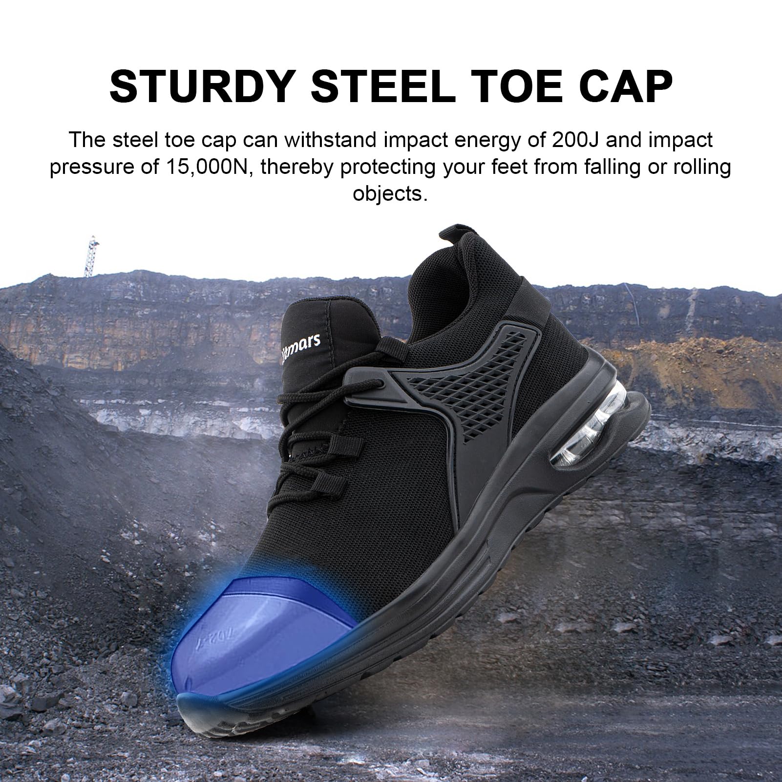 Hitmars Scarpe Antinfortunistiche Uomo Donna Scarpe da Lavoro S3 Safety Shoes S2 Scarpe Lavoro Scarpe da Cantiere Cucina Comode Nero Blu EU36-48