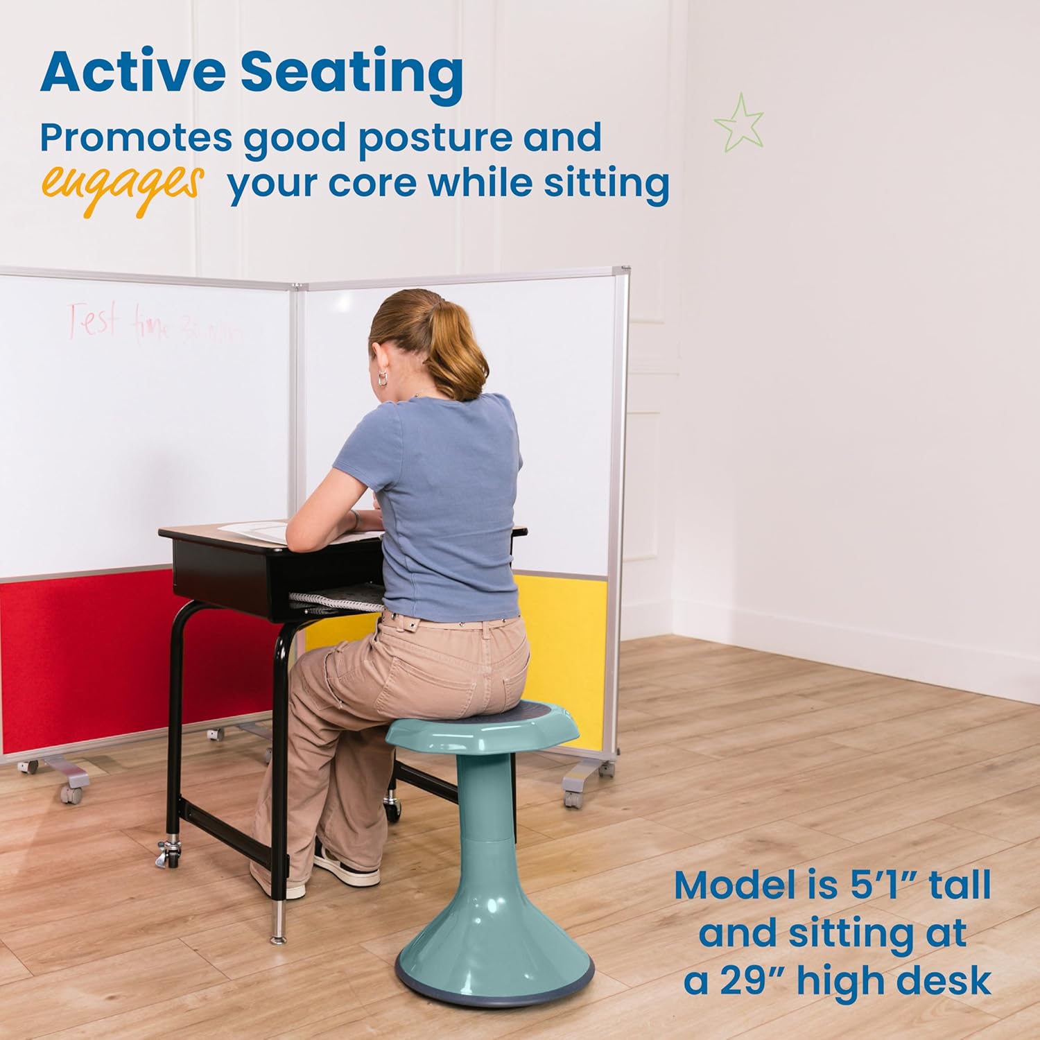 ECR4Kids ACE Active Core Engagement Wobble Stool, 18-Inch Seat Height, Flexible Seating, Seafoam