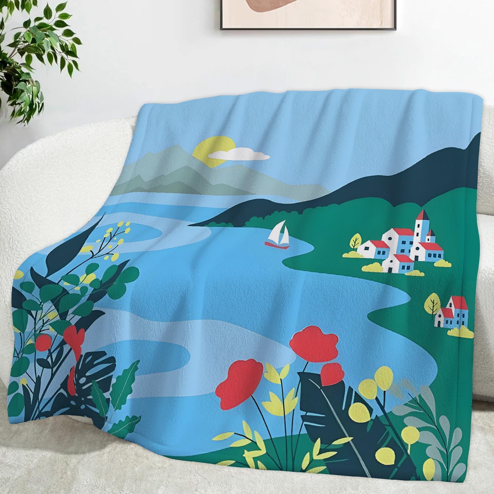 Plaid polaire doux et chaud 220x240 cm grand format pour lit et canapé