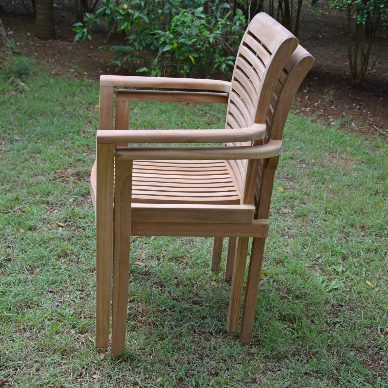 Teck'Attitude Fauteuils de Jardin empilables en Teck Samoa (Lot de 2)