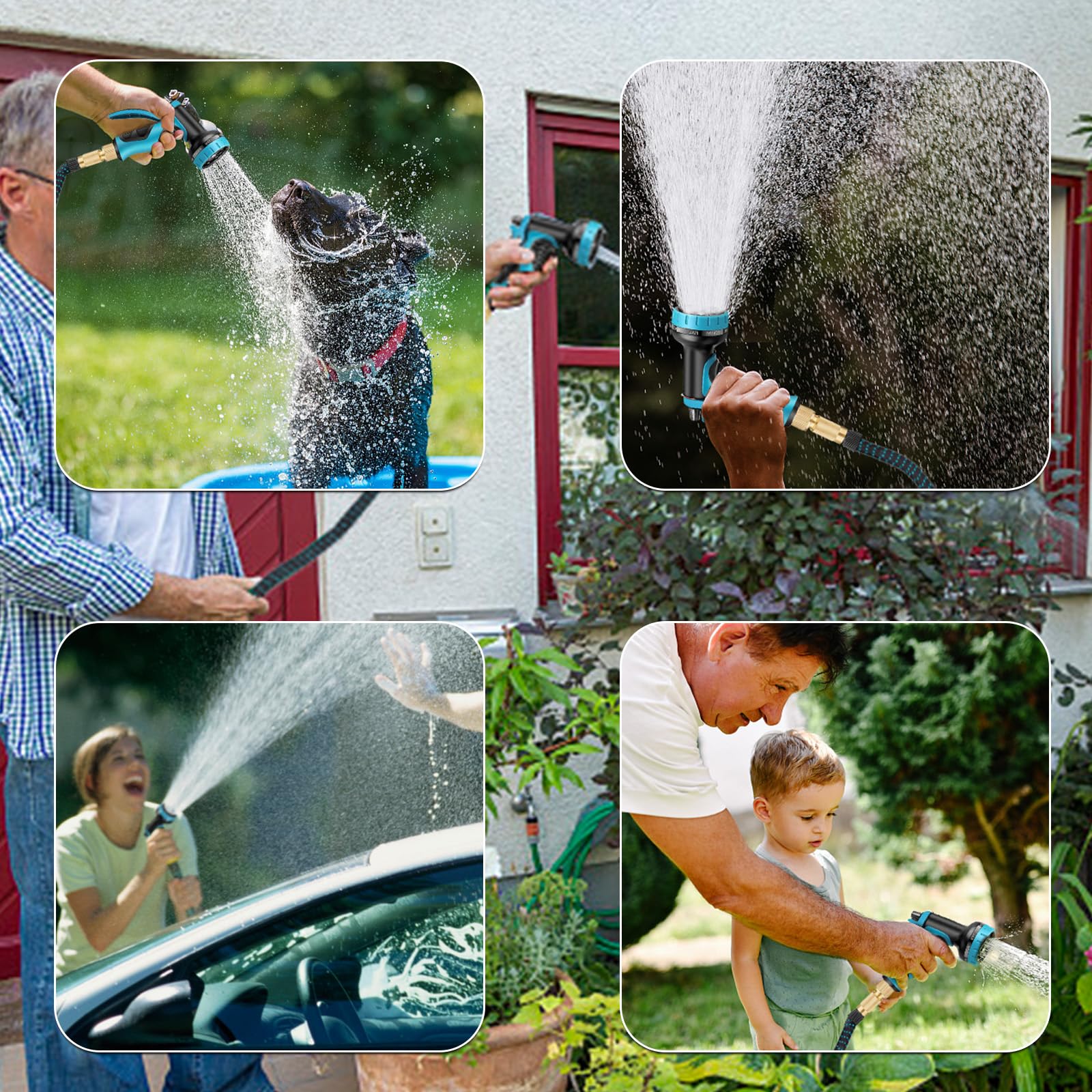 Tubo da giardino espandibile da 30,5 m, 3 volte, flessibile, con ugello a 10 funzioni, lattice a 4 strati e raccordo in ottone massiccio da 3/4", anti-perdite, facile da usare