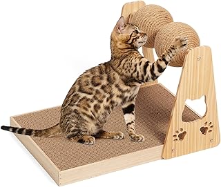 EXQ Home Sisal Cat Scratching Post for Indoor Cats, Cat Scratching Ball Toy Kitten Sisal Rope Ball, Cat Scratching Ball Made by Sisal, Small Cat Scratching Post Easy to Install（Ball-Shaped）