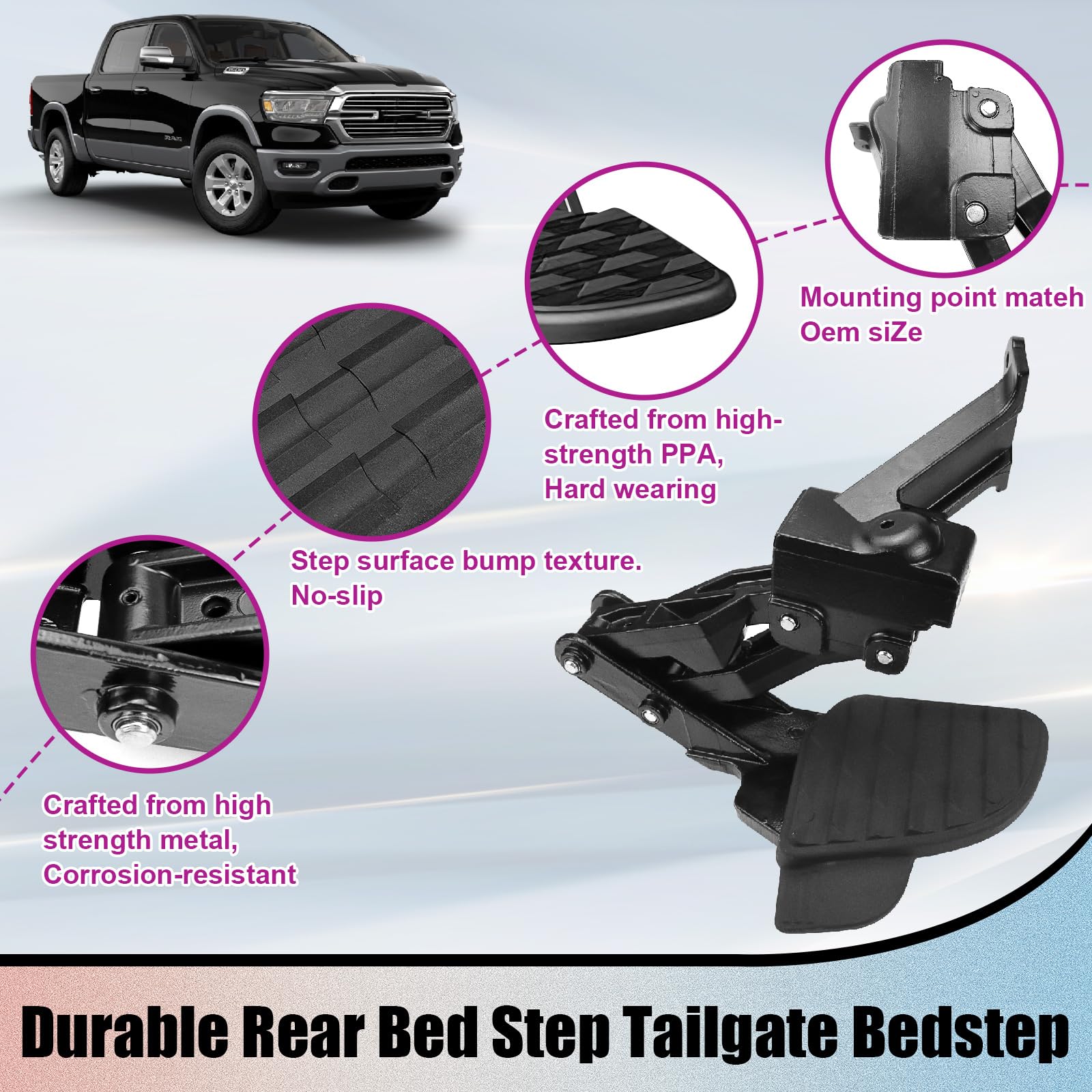 Aazon.co: Eapele Rear Bed Step, Copatible with Dodge Ra 2500 3500